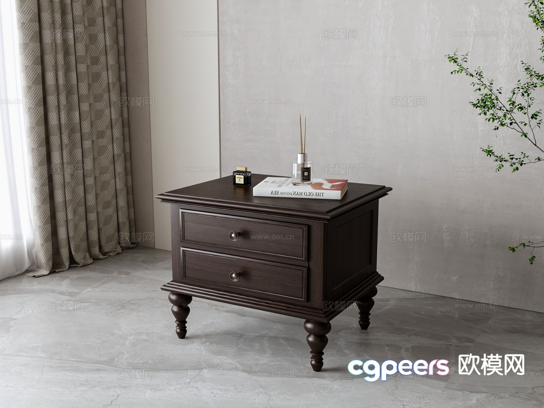 American bedside table 3d model American bedside table 3d model