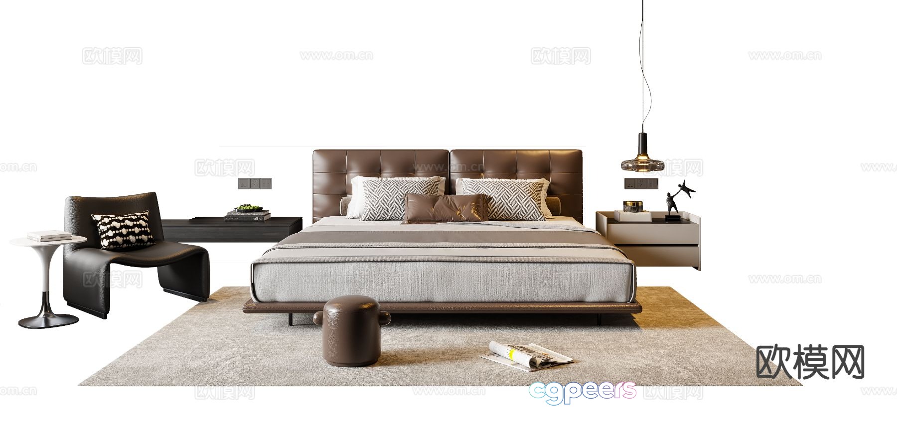 Italian double bed 3d model Italian double bed 3d model