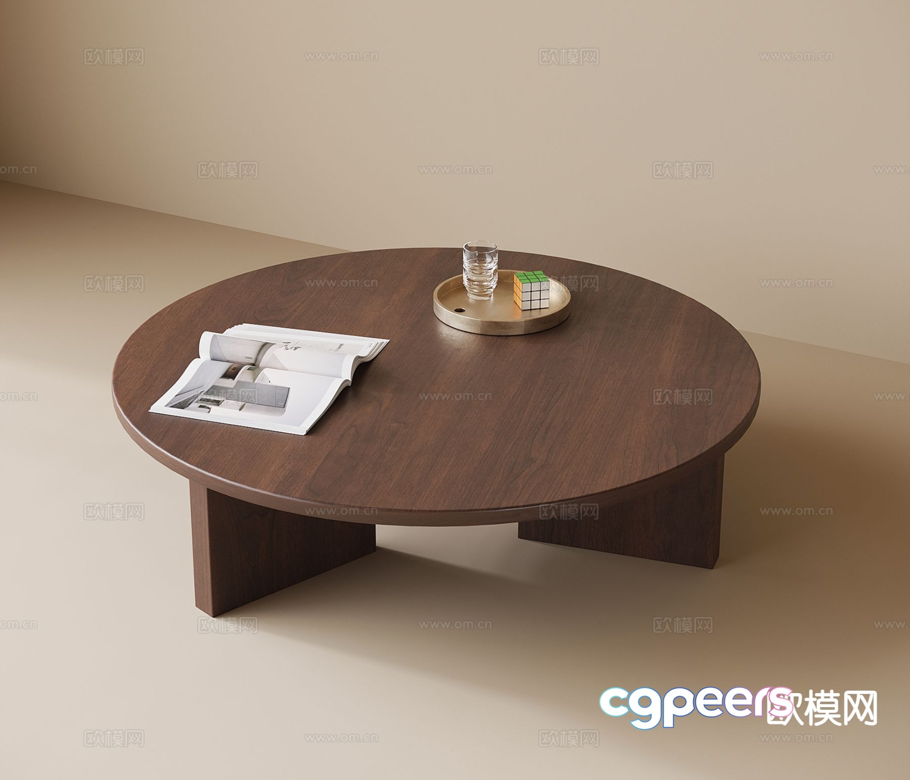 Modern solid wood coffee table 3d model Modern solid wood coffee table 3d model
