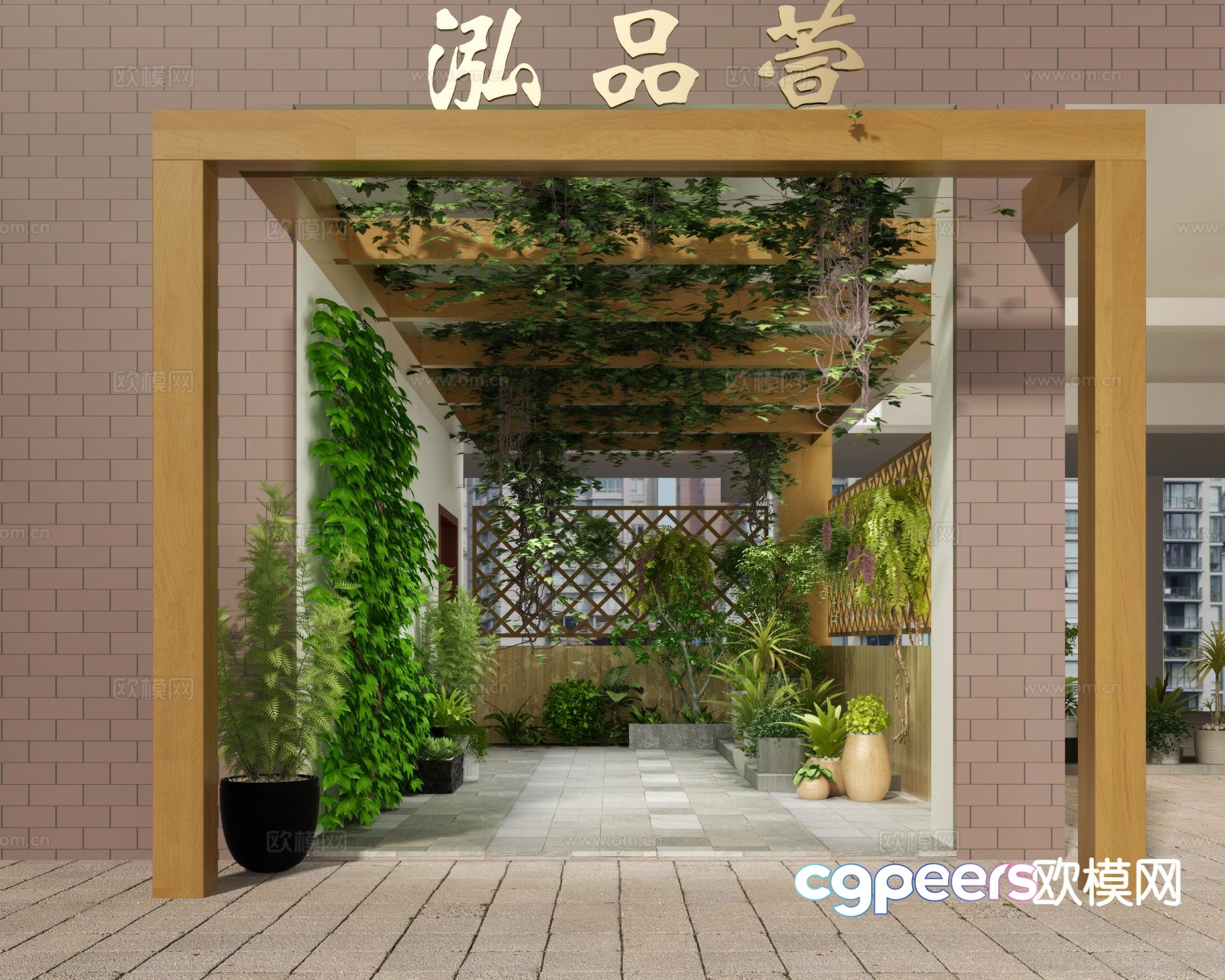 Modern aisle corridor plant landscaping landscape gallery 3D model Modern aisle corridor plant landscaping landscape gallery 3D model