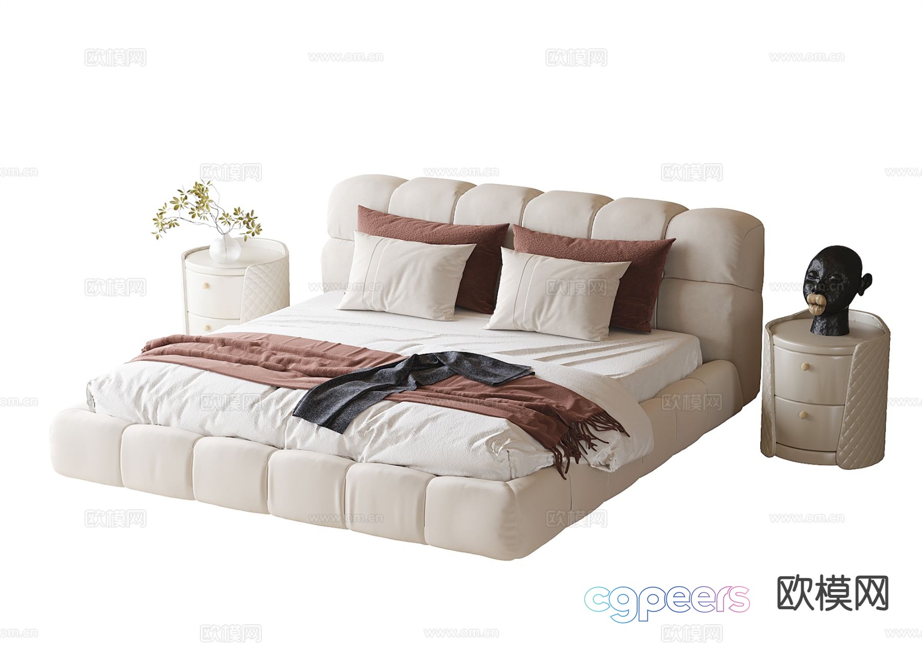 Modern double bed 3d model Modern double bed 3d model