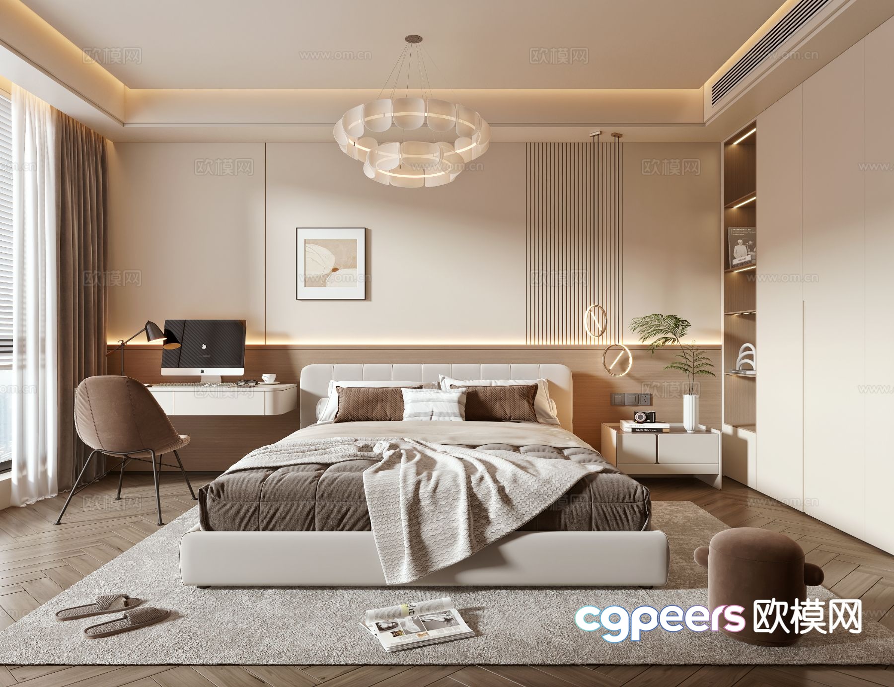 Cream style bedroom master bedroom 3d model Cream style bedroom master bedroom 3d model
