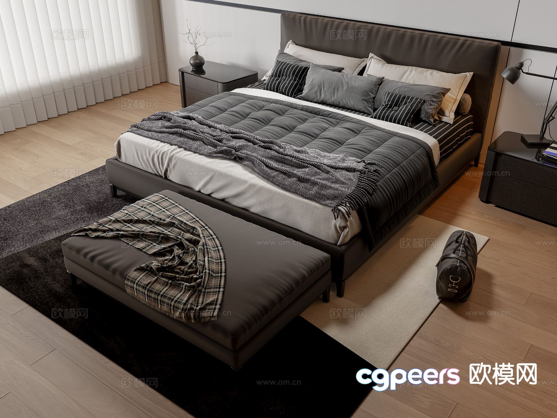 Modern double bed 3d model Modern double bed 3d model