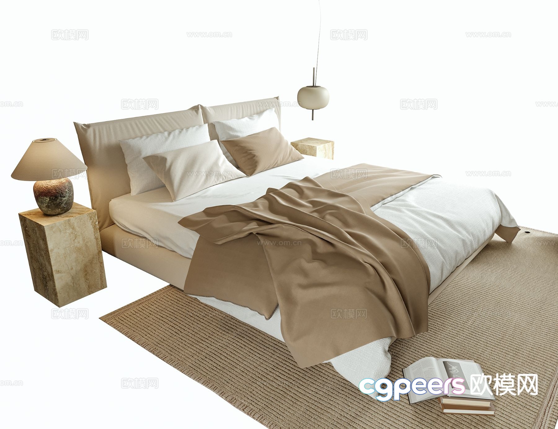 Wabi-sabi double bed 3d model Wabi-sabi double bed 3d model