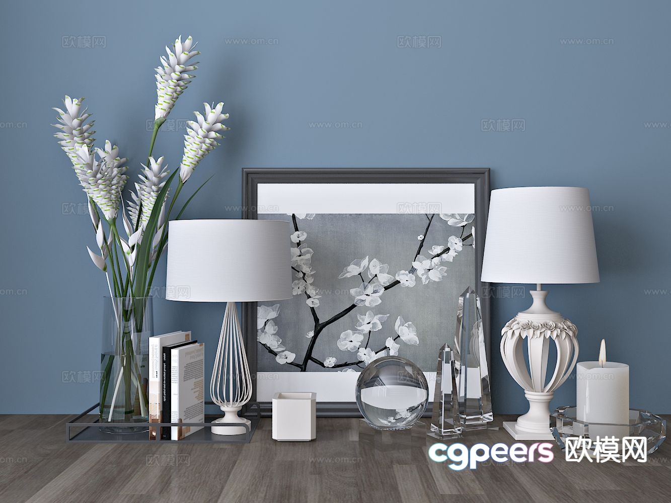 Modern decorations ornaments table lamps photo frames 3d model Modern decorations ornaments table lamps photo frames 3d model