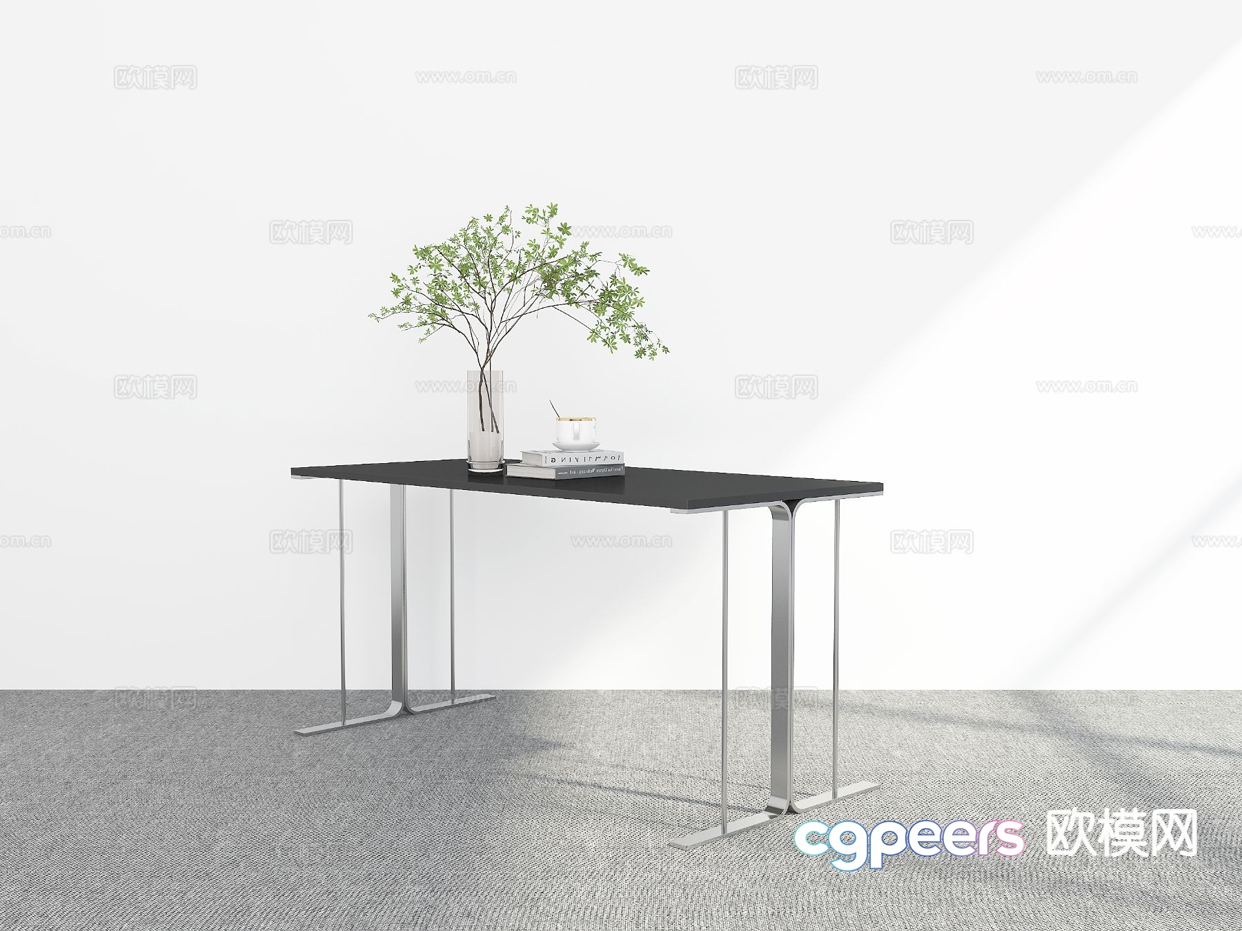 Simple dining table bar-shaped dining table 3D model Simple dining table bar-shaped dining table 3D model
