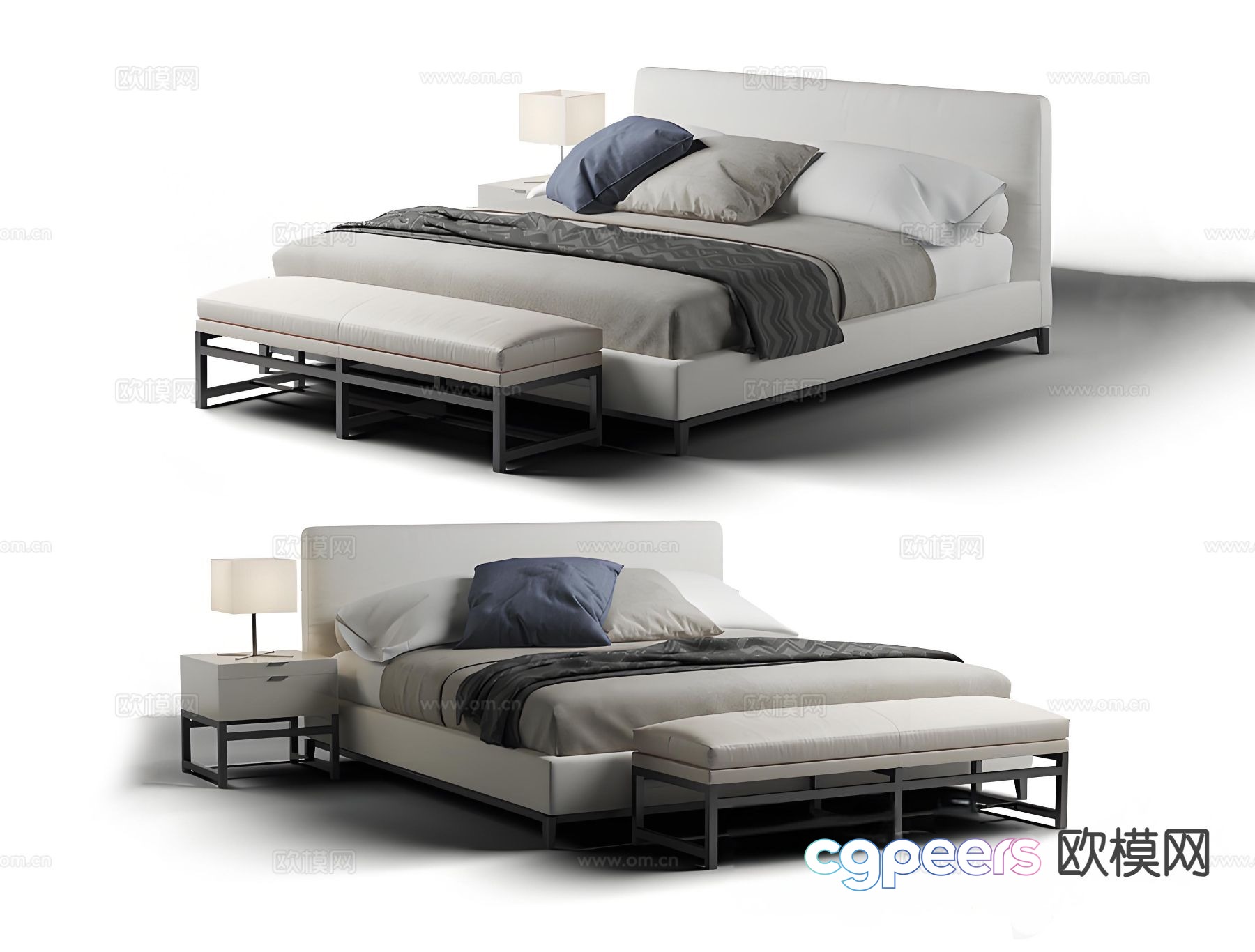 Modern double bed 3d model Modern double bed 3d model