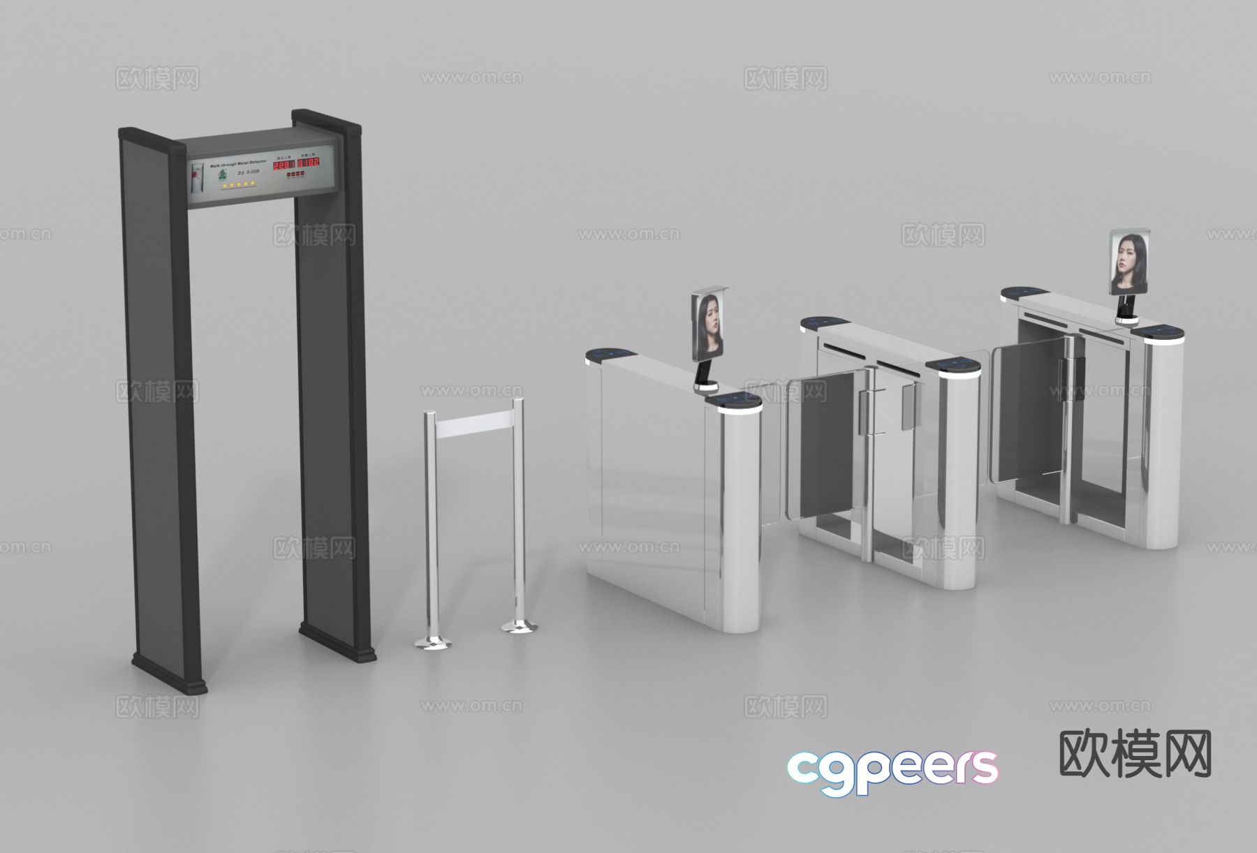 Security gate, access control machine, ticket gate, swing gate, induction door 3D model Security gate, access control machine, ticket gate, swing gate, induction door 3D model