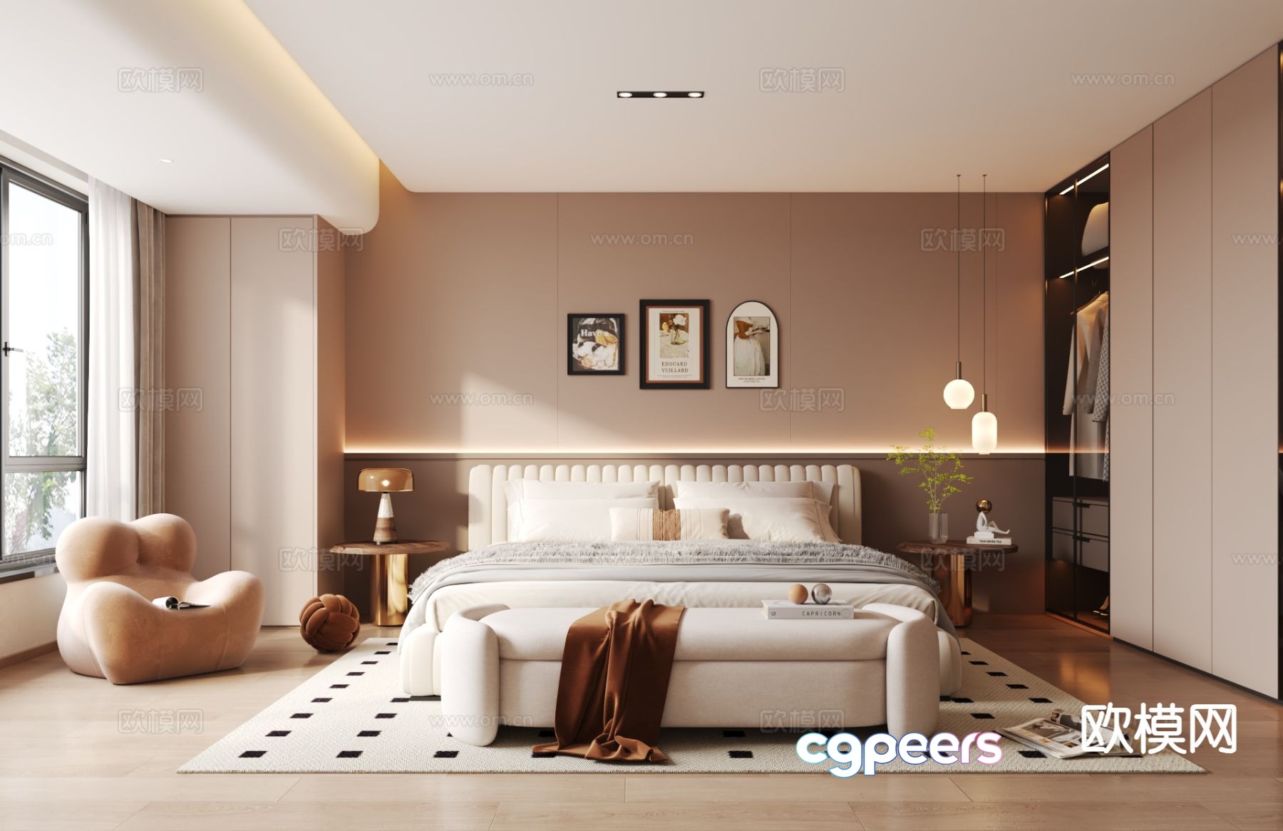 Cream style bedroom master bedroom 3d model Cream style bedroom master bedroom 3d model