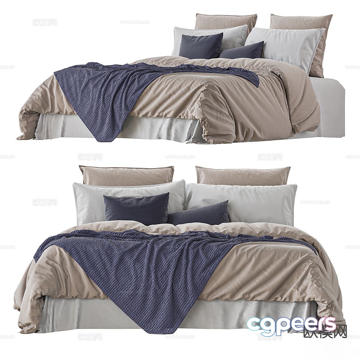 Modern double bed 3d model Modern double bed 3d model
