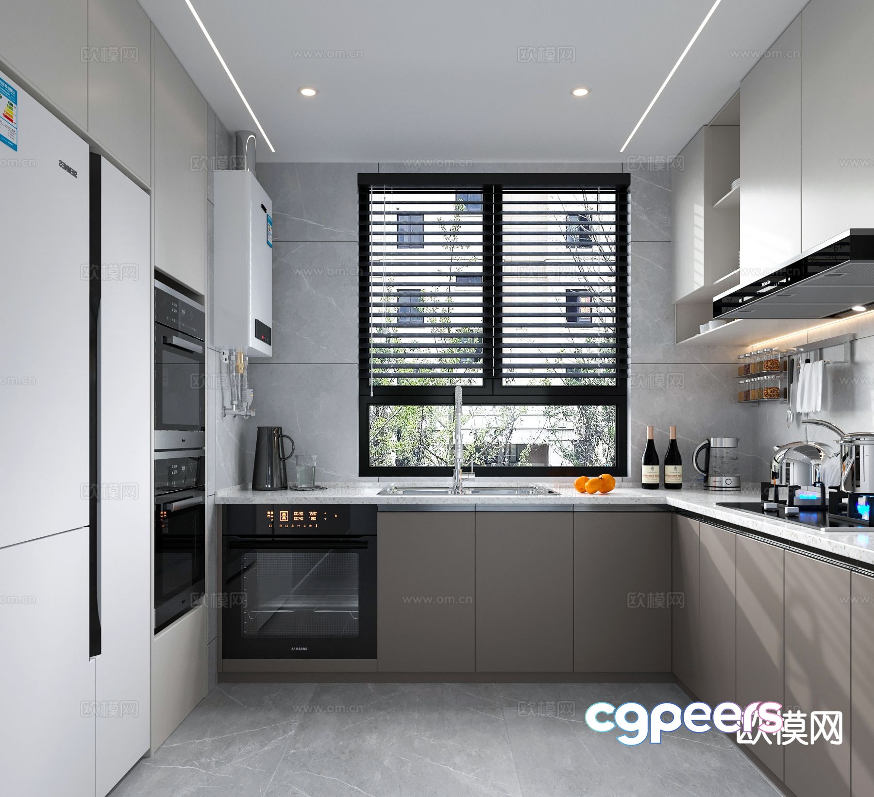 Modern U-shaped kitchen 3d model Modern U-shaped kitchen 3d model