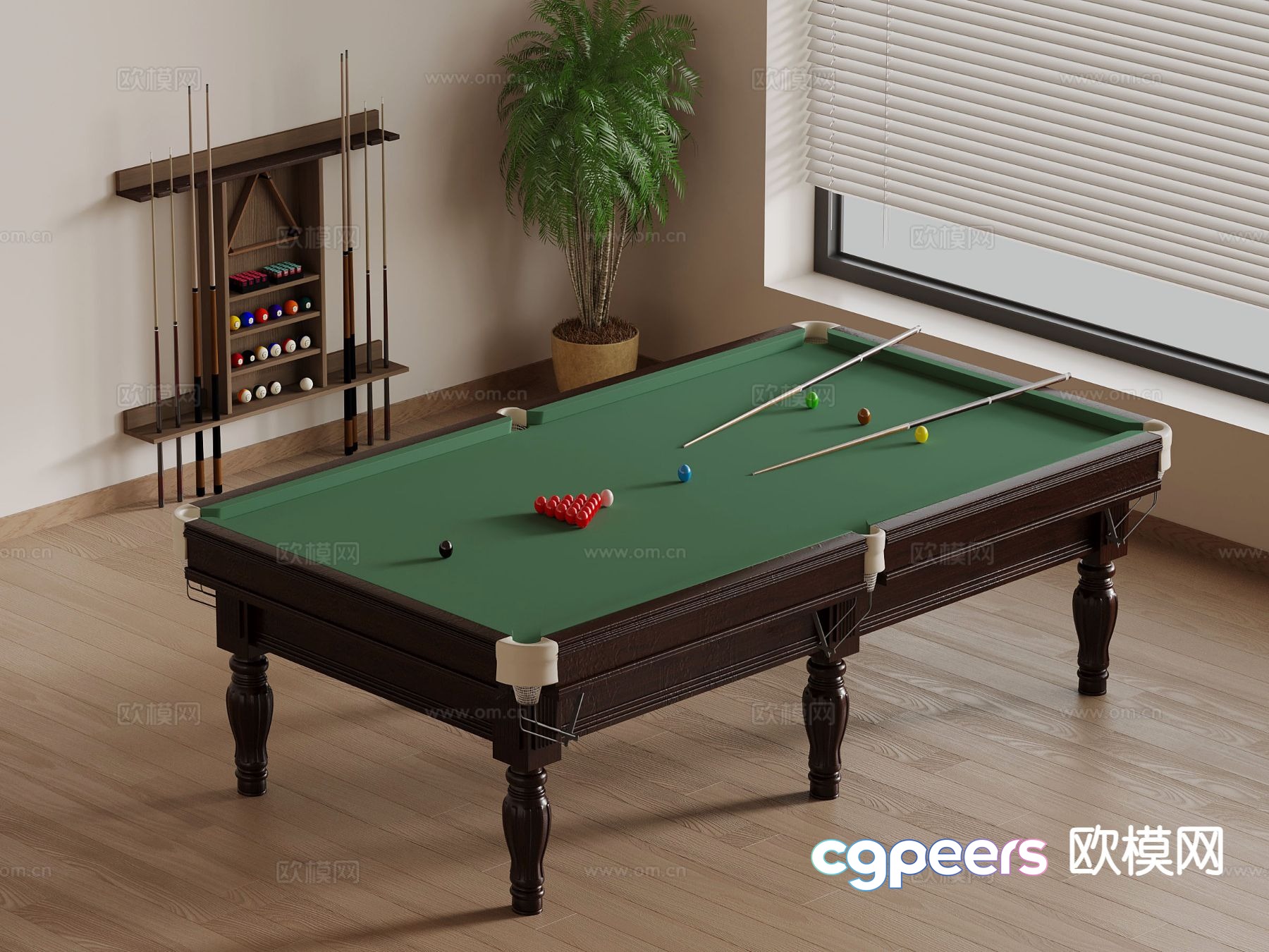 Pool table pool cue storage rack 3d model Pool table pool cue storage rack 3d model