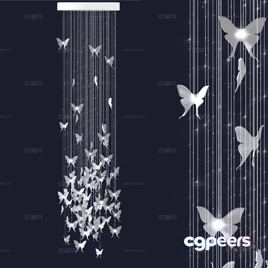 Nordic restaurant butterfly chandelier 3d model Nordic restaurant butterfly chandelier 3d model
