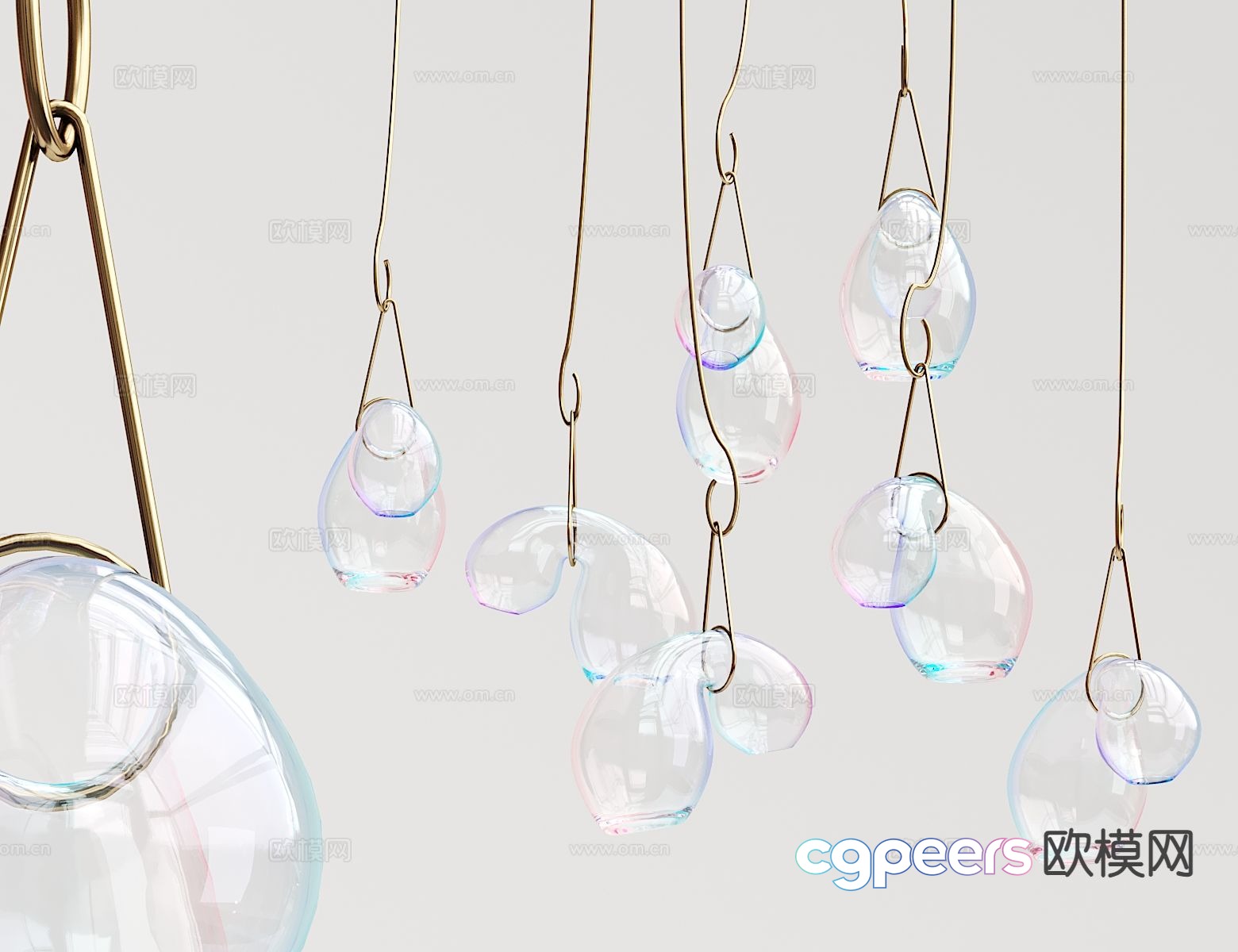 Modern glass ball chandelier 3d model Modern glass ball chandelier 3d model