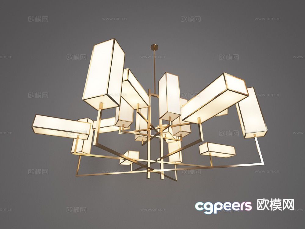 New Chinese style metal chandelier 3d model New Chinese style metal chandelier 3d model