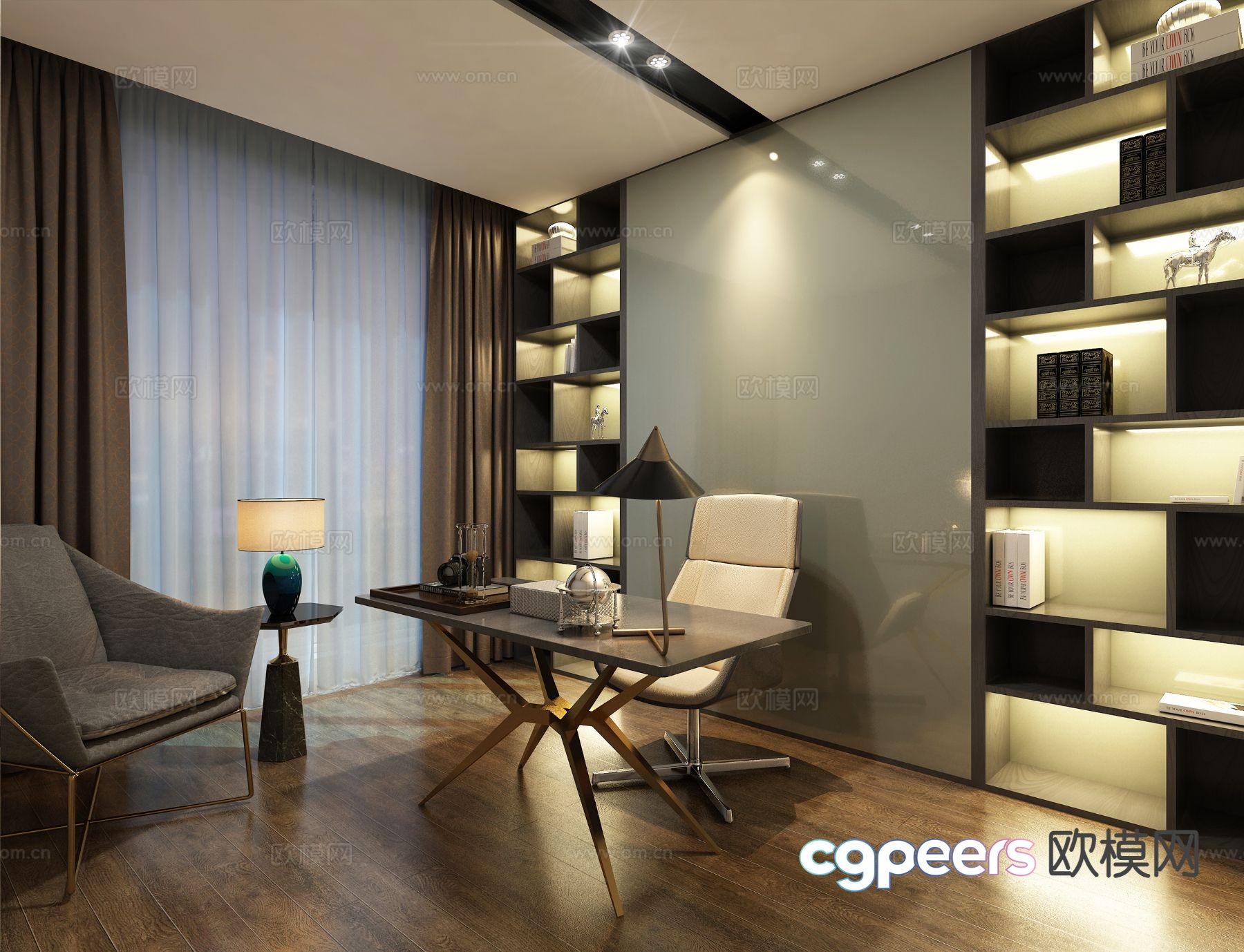 Light luxury study 3D model Light luxury study 3D model