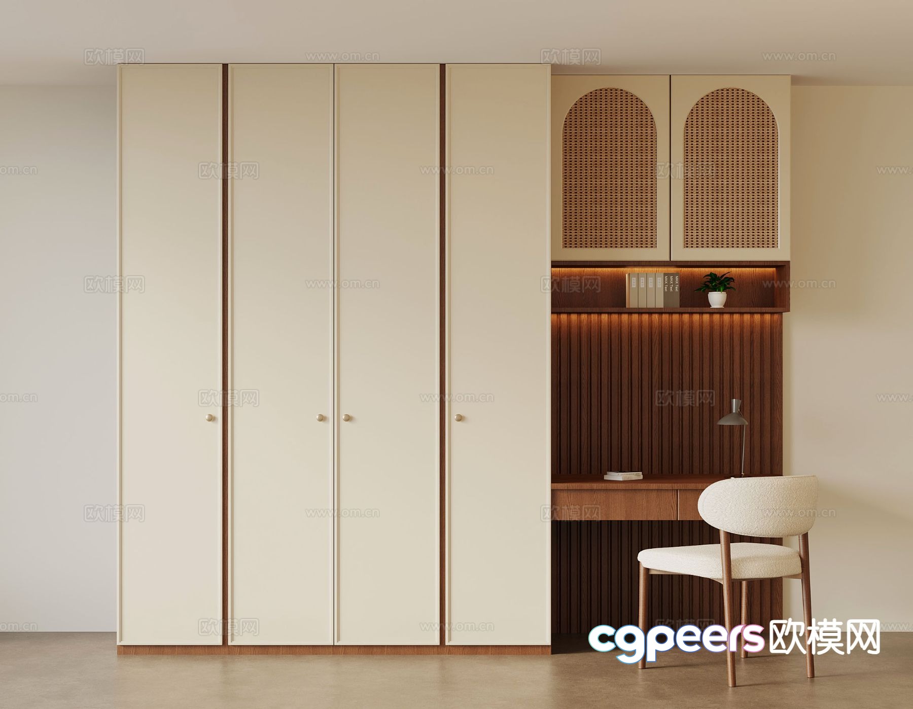Medieval style integrated wardrobe desk 3D model Medieval style integrated wardrobe desk 3D model