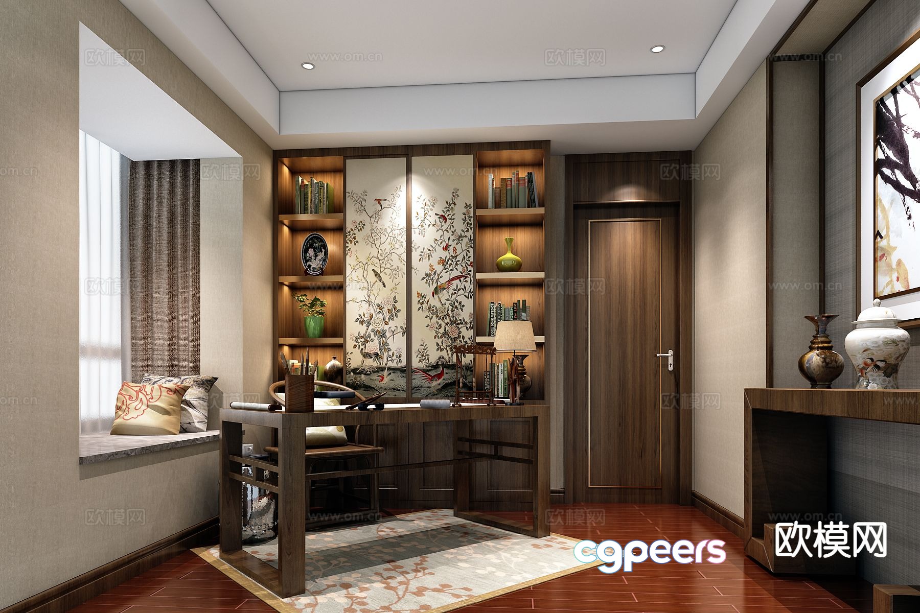 New Chinese style study 3D model New Chinese style study 3D model