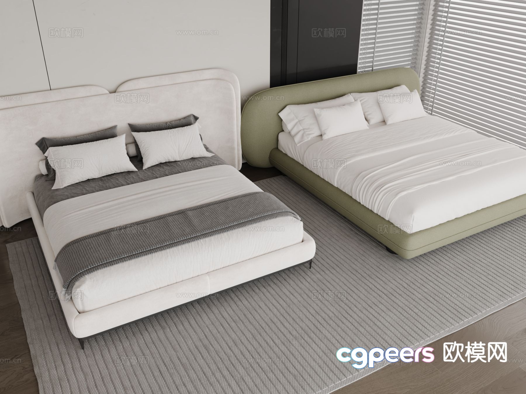 Modern double bed 3d model Modern double bed 3d model