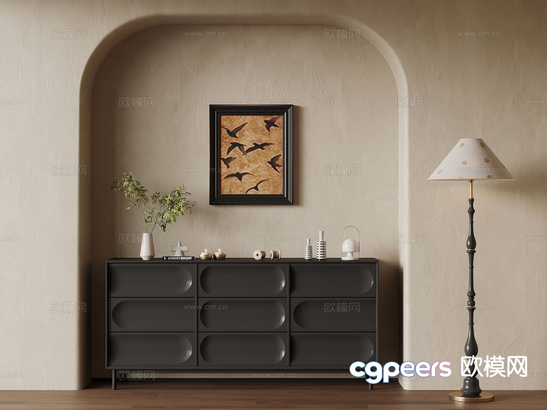 French entryway cabinet 3d model French entryway cabinet 3d model