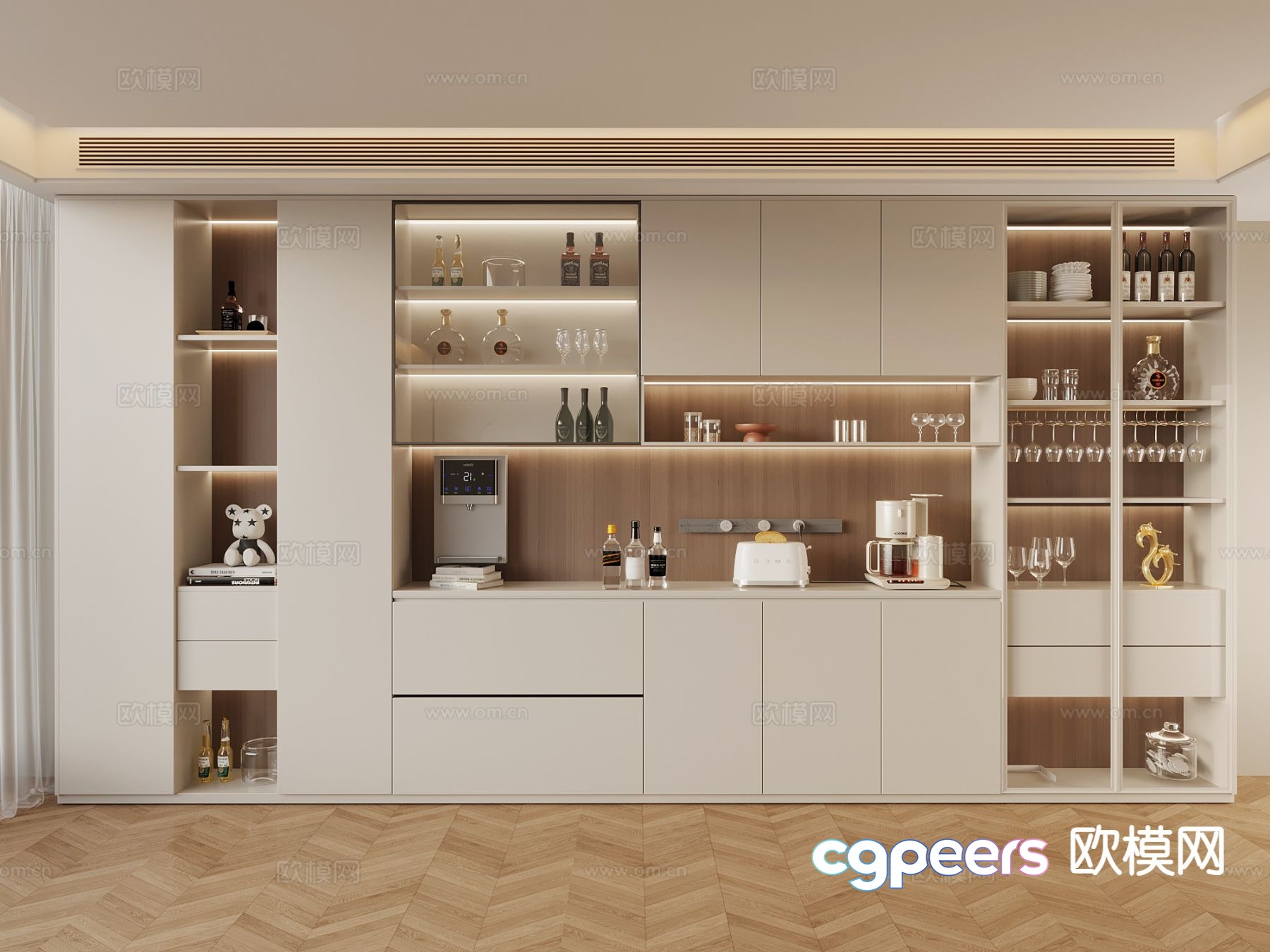 Modern wine cabinet sideboard 3d model Modern wine cabinet sideboard 3d model