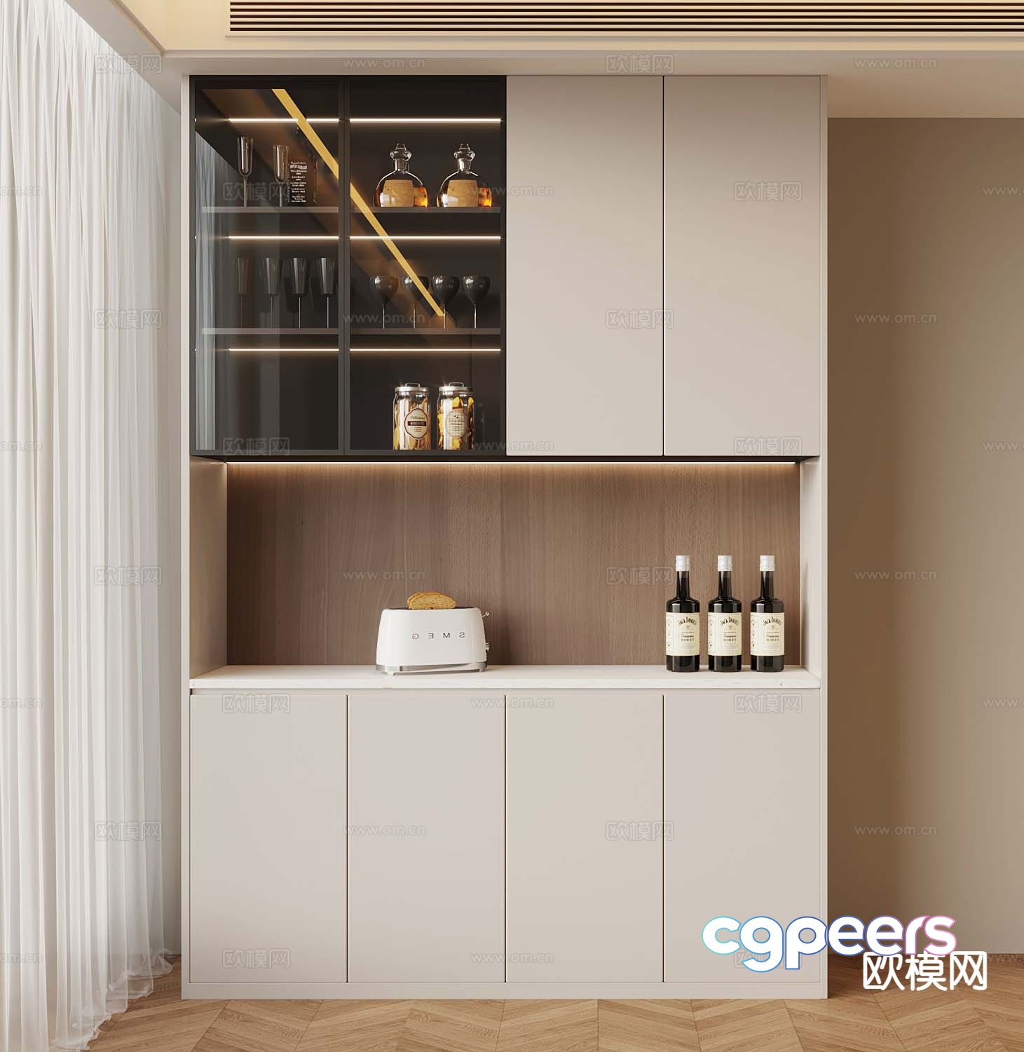 Modern wine cabinet sideboard 3d model Modern wine cabinet sideboard 3d model