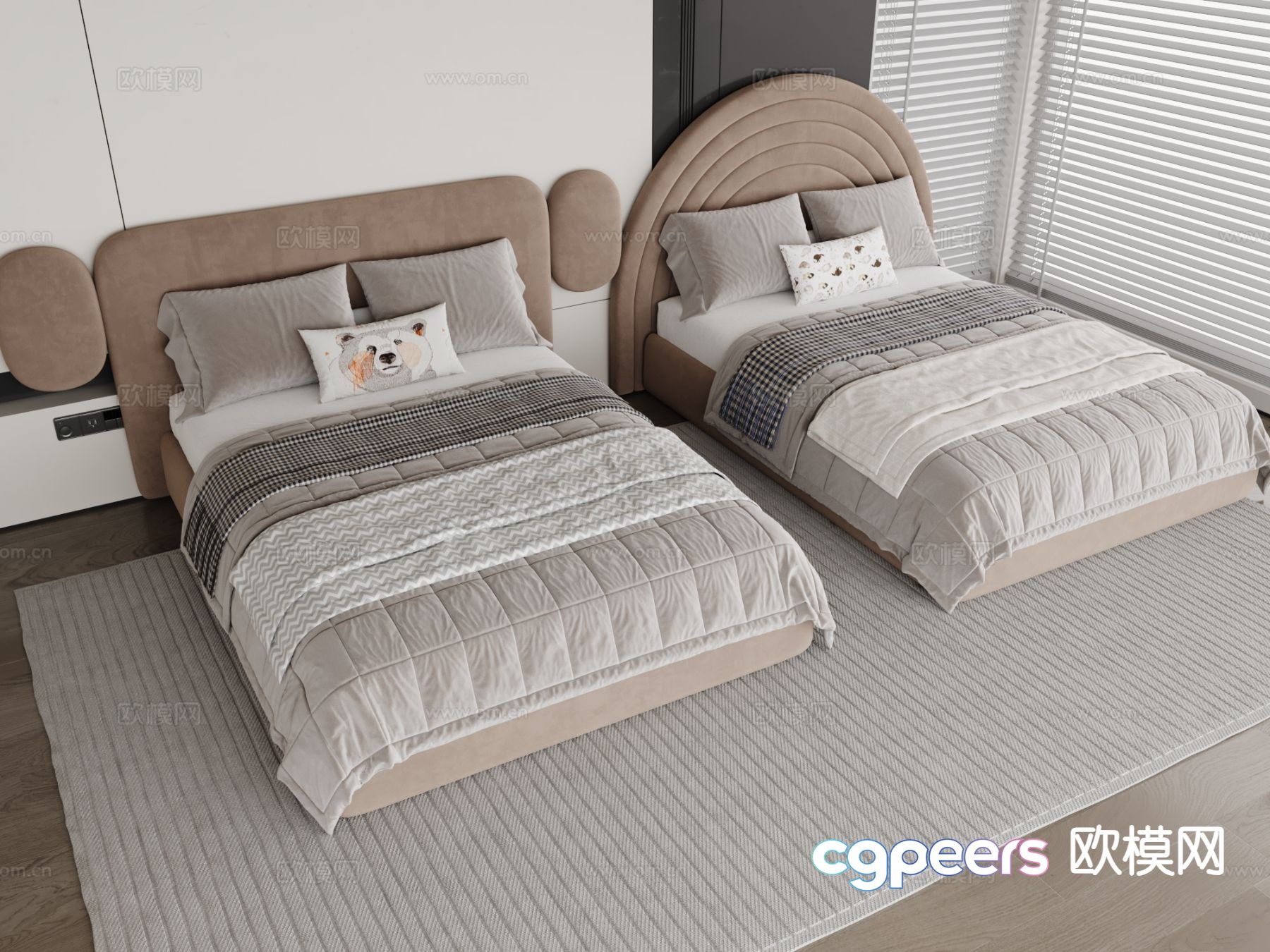 Modern double bed 3d model Modern double bed 3d model