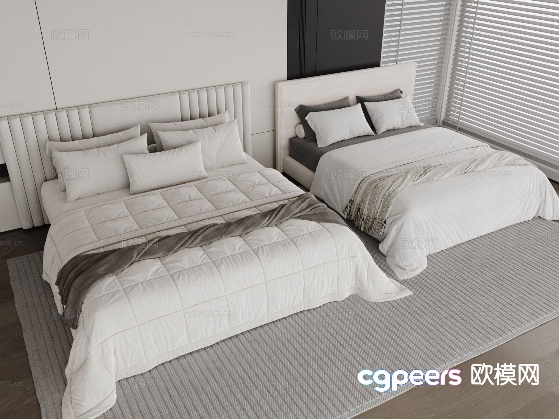 Modern double bed 3d model Modern double bed 3d model