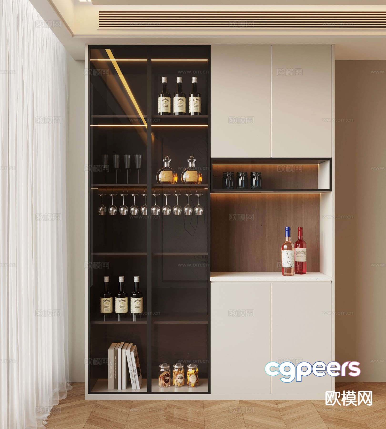 Modern wine cabinet sideboard 3d model Modern wine cabinet sideboard 3d model