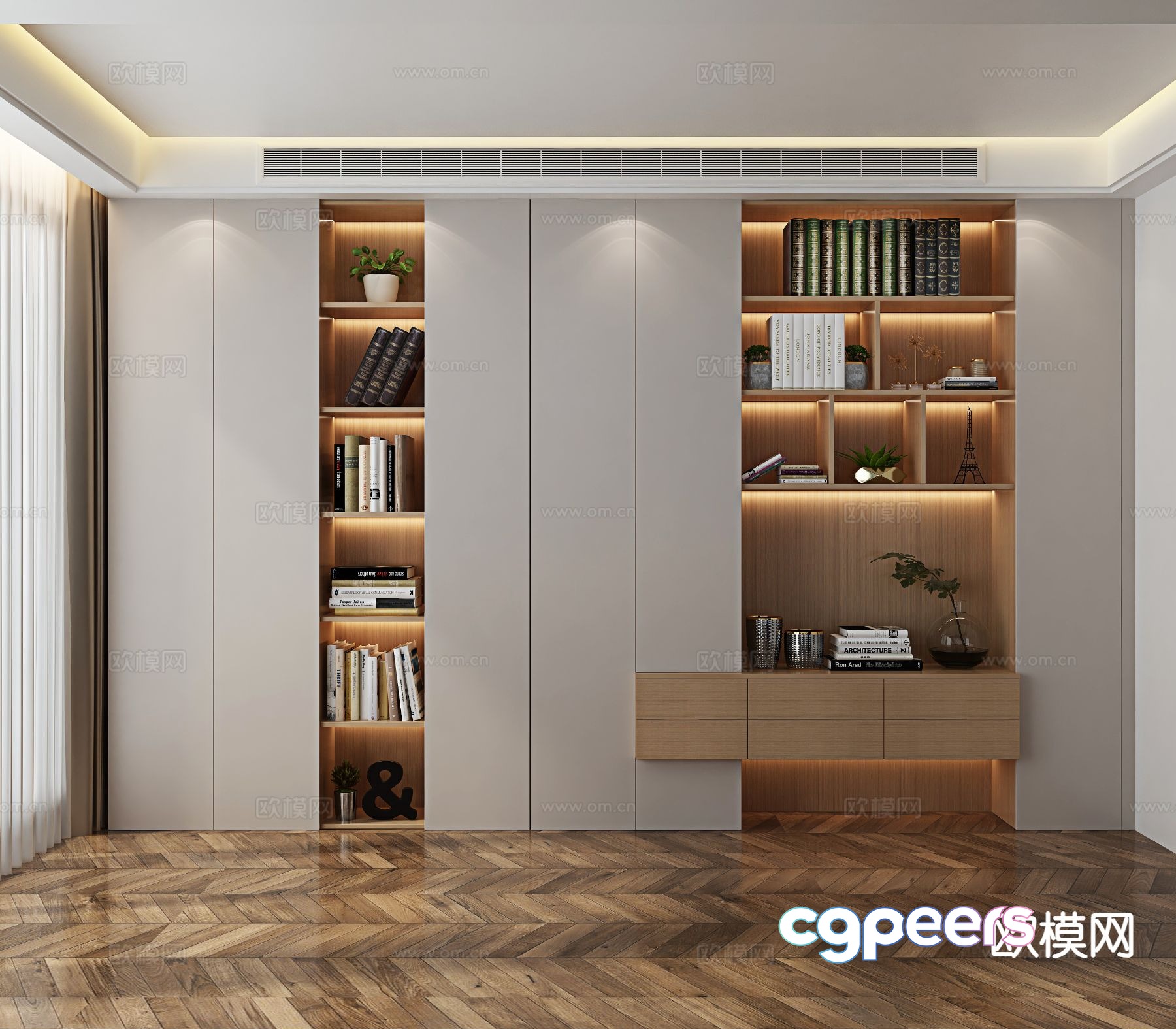 Modern integrated cabinet bookcase 3d model Modern integrated cabinet bookcase 3d model