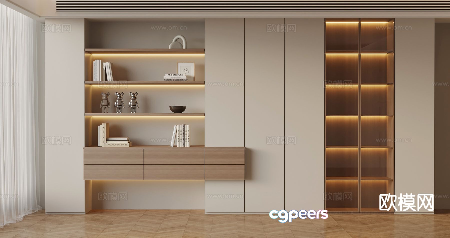 Log style bookcase modern bookcase 3d model Log style bookcase modern bookcase 3d model