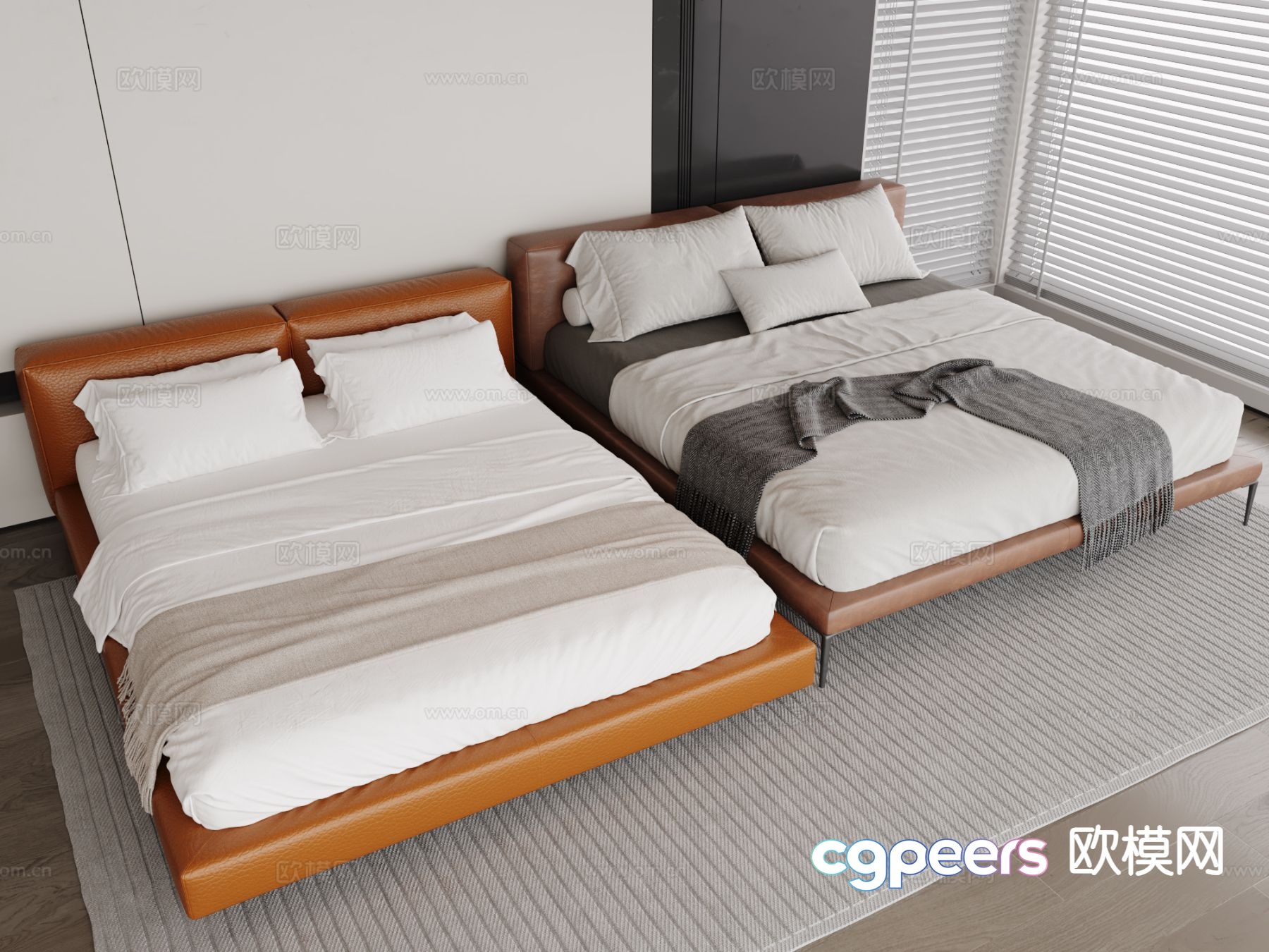 Modern double bed 3d model Modern double bed 3d model