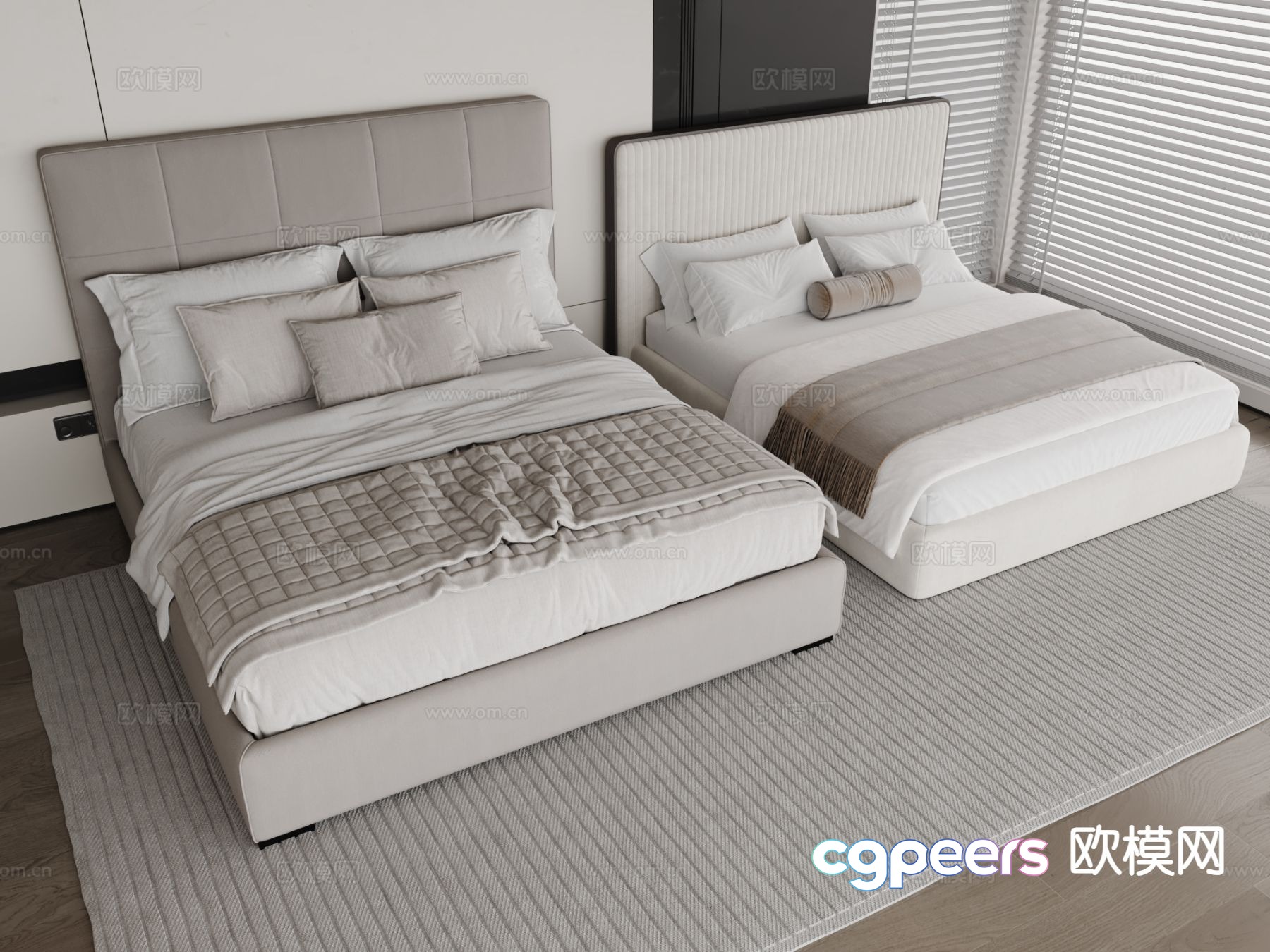 Modern double bed 3d model Modern double bed 3d model