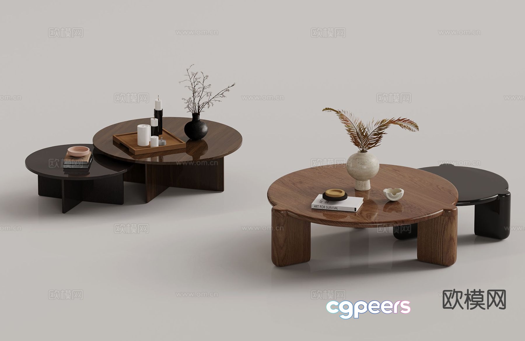 Modern double coffee table 3d model Modern double coffee table 3d model