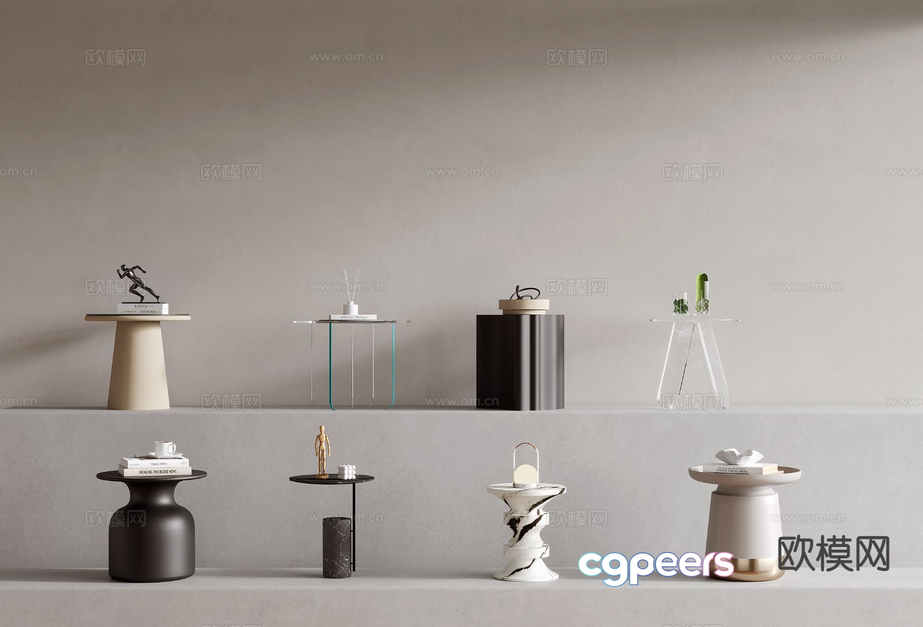 Modern side table corner table round table 3D model Modern side table corner table round table 3D model