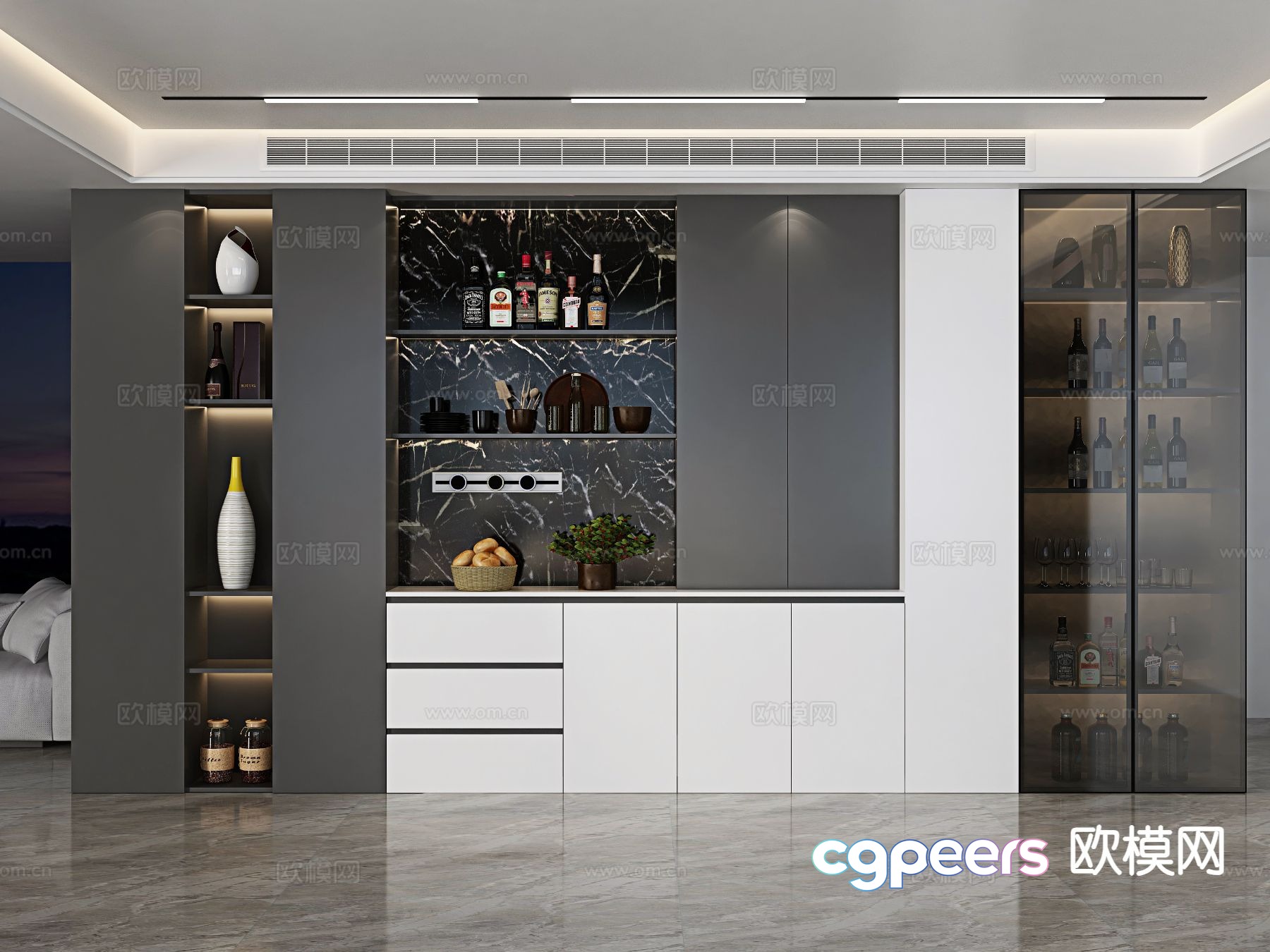 Modern sideboard wine cabinet 3d model Modern sideboard wine cabinet 3d model