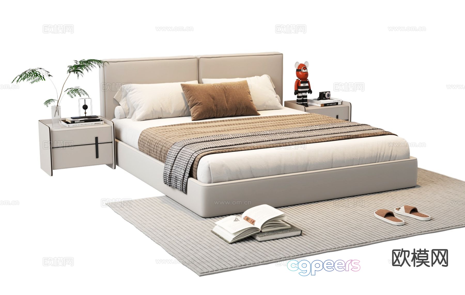 Modern double bed 3d model Modern double bed 3d model