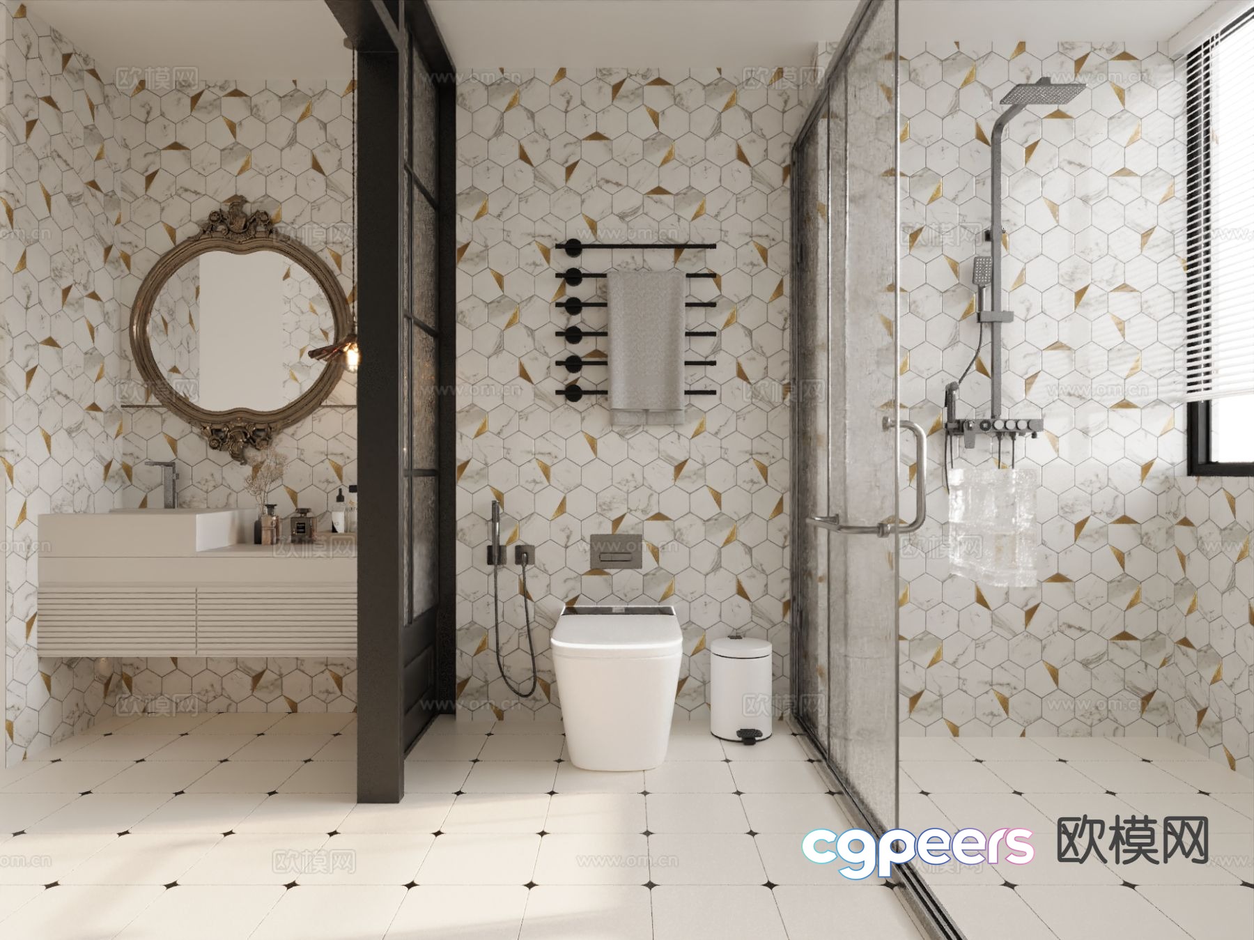 Cream style bathroom bathroom 3d model Cream style bathroom bathroom 3d model