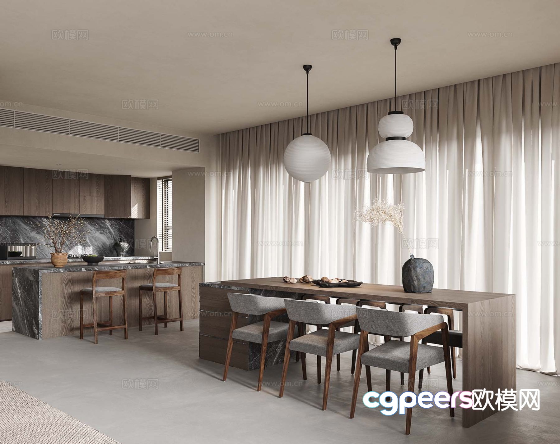 Modern island restaurant water bar 3D model Modern island restaurant water bar 3D model