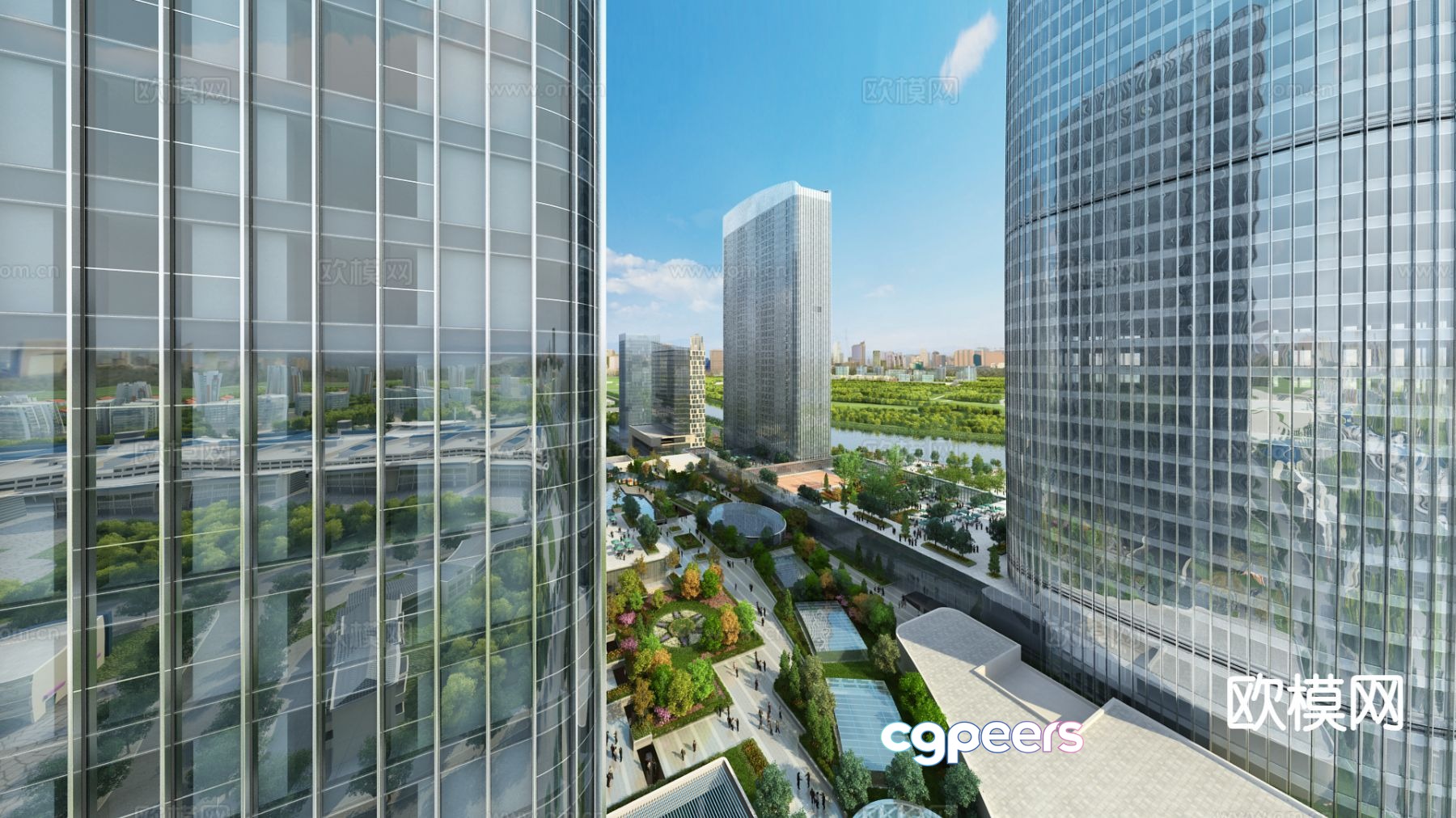 3D model of modern public building community 3D model of modern public building community