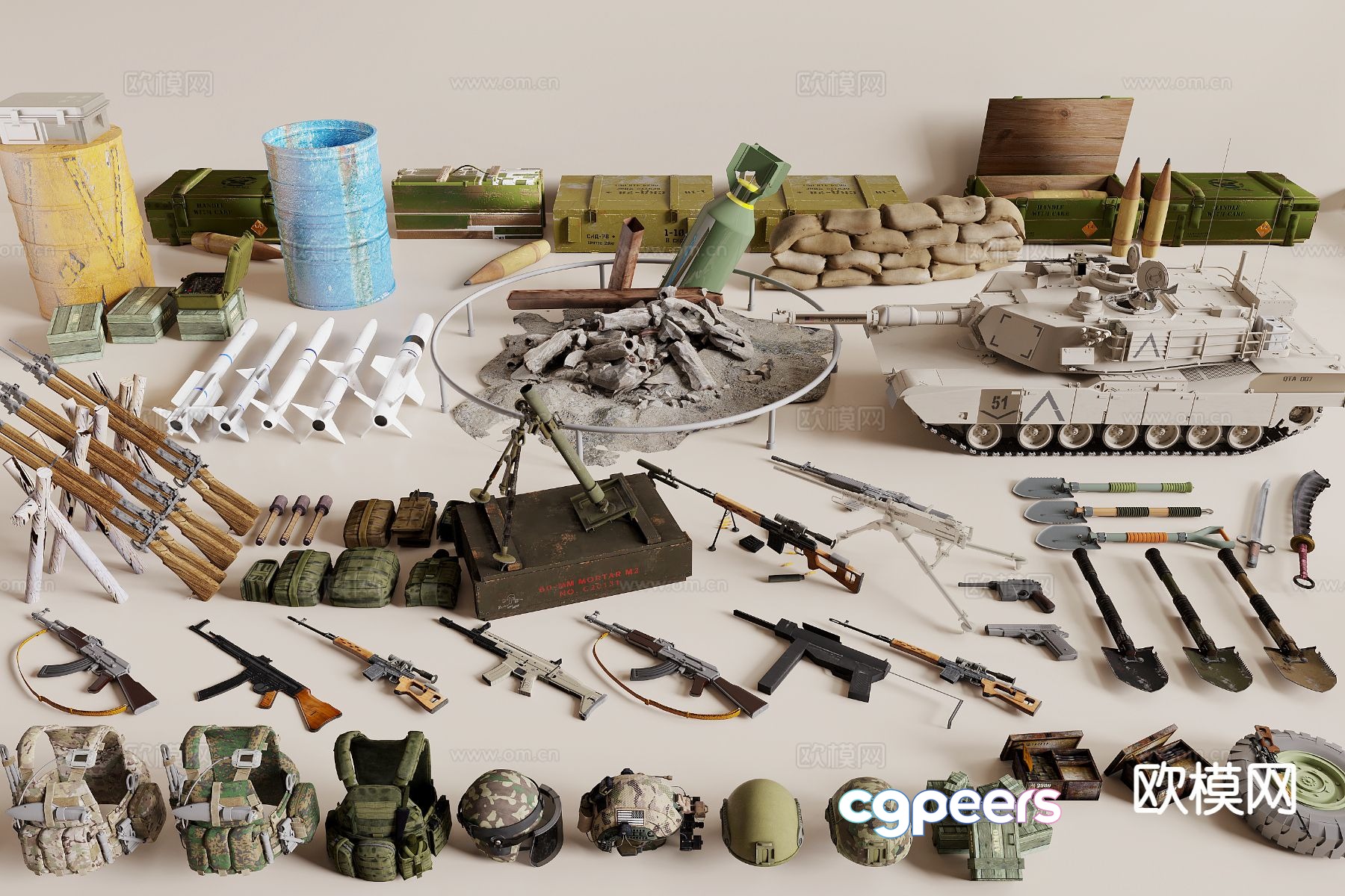 Modern military weapons 3d model Modern military weapons 3d model