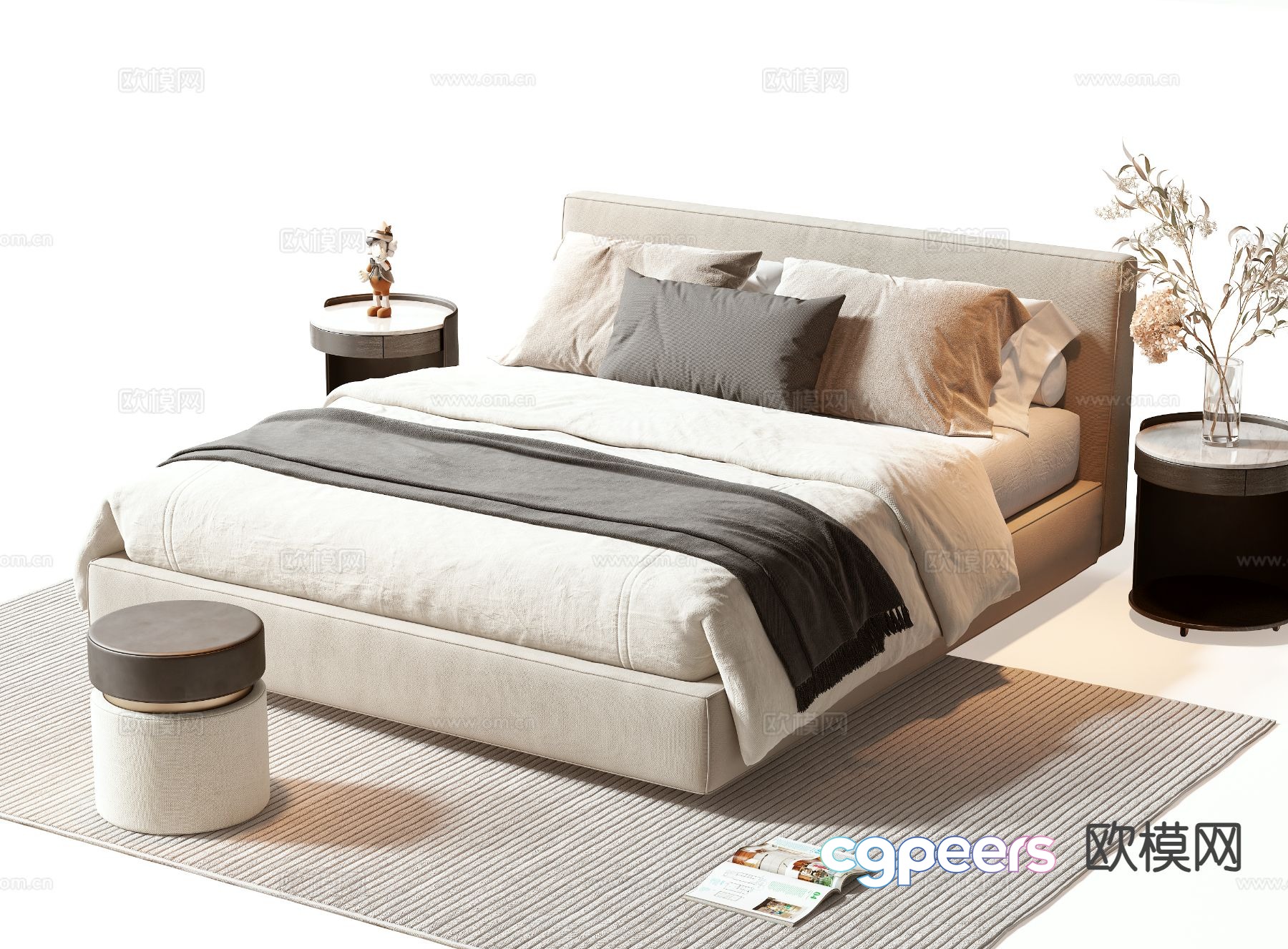 Modern double bed 3d model Modern double bed 3d model