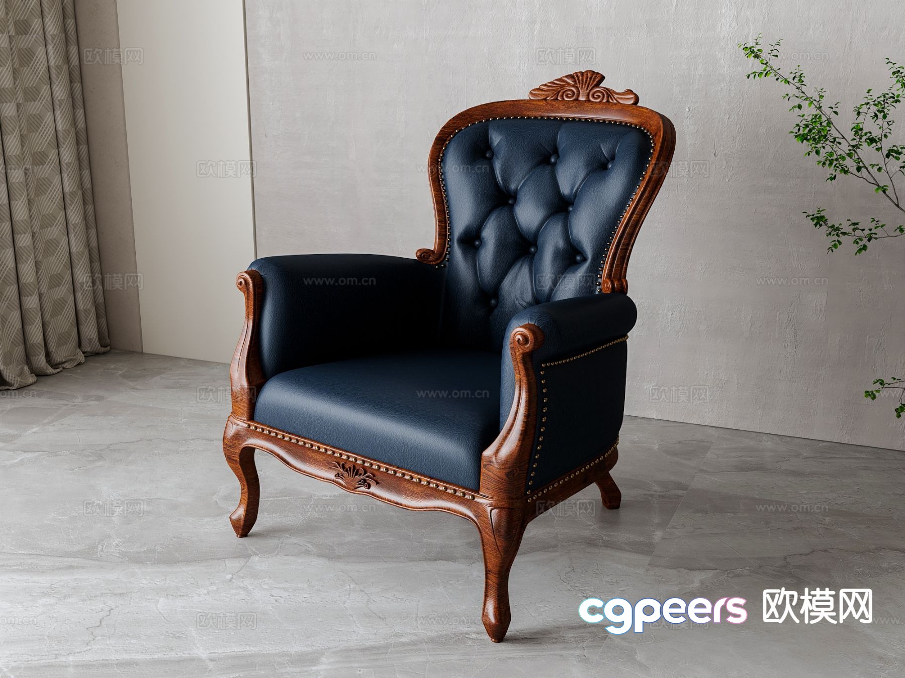 American single sofa armchair 3d model American single sofa armchair 3d model