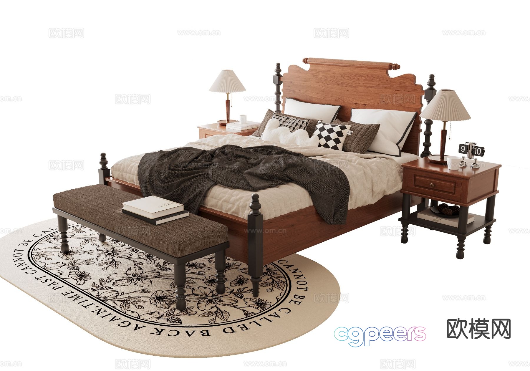 Medieval style double bed 3d model Medieval style double bed 3d model