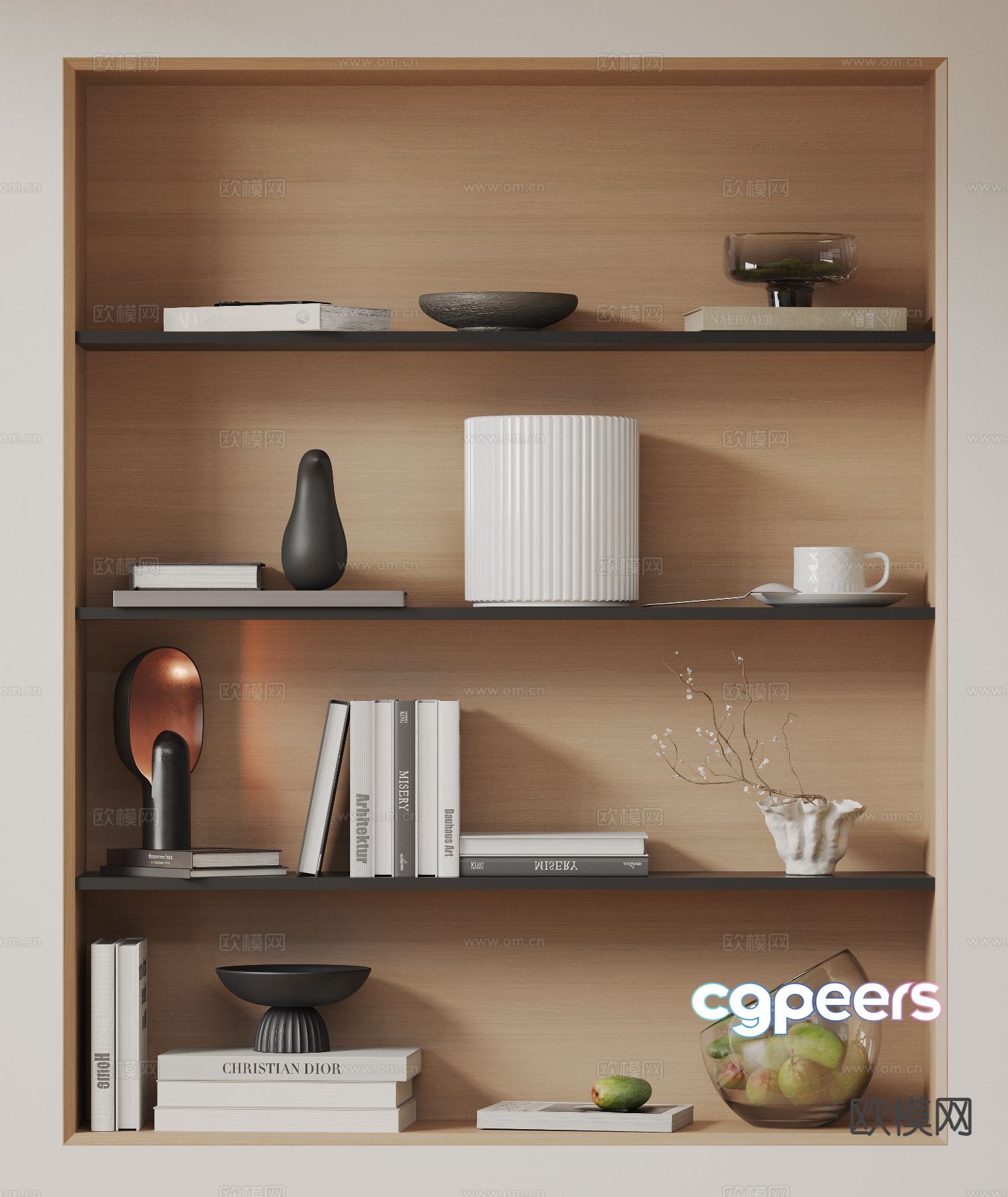 Modern decorations sculptures books 3d model Modern decorations sculptures books 3d model
