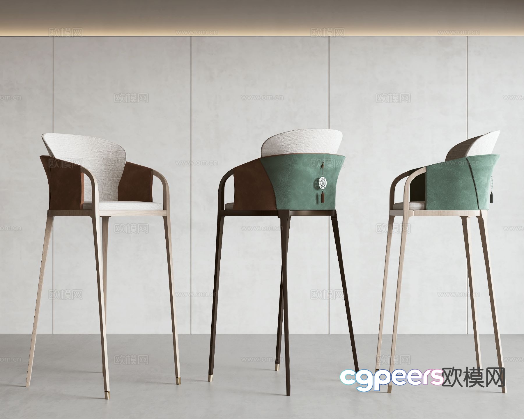 New Chinese Bar Stool Bar Stool High Stool 3D Model New Chinese Bar Stool Bar Stool High Stool 3D Model