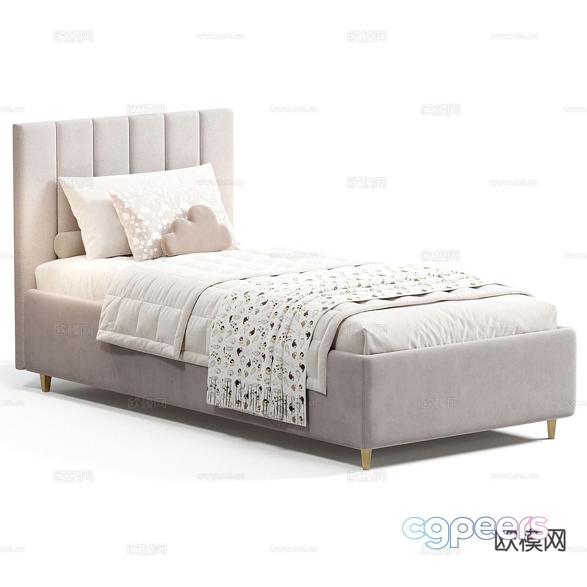 Modern single bed 3d model Modern single bed 3d model