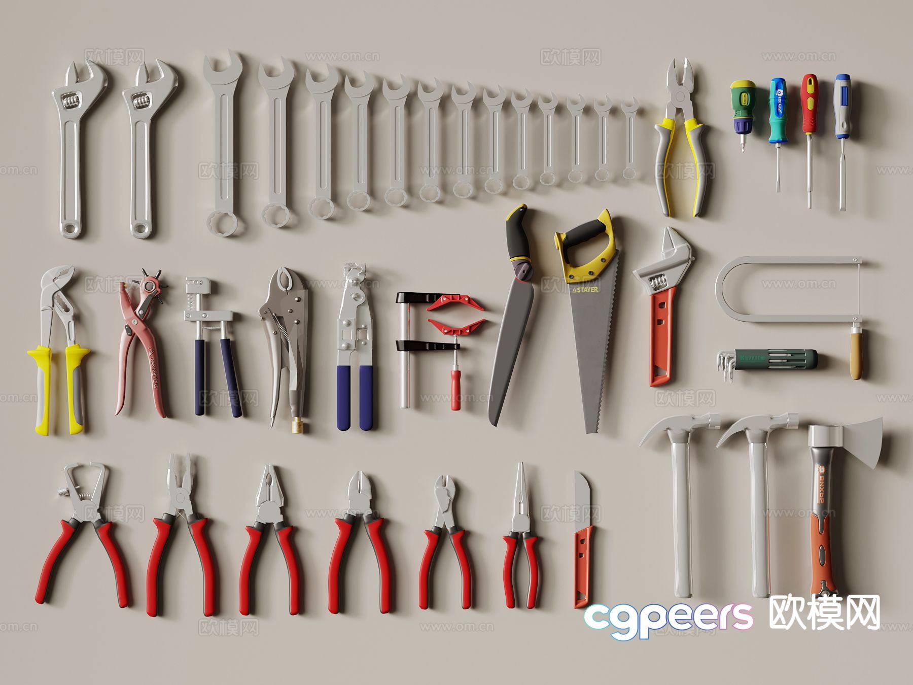 Wrench multifunctional wrench needle nose pliers vise industrial appliance 3d model Wrench multifunctional wrench needle nose pliers vise industrial appliance 3d model