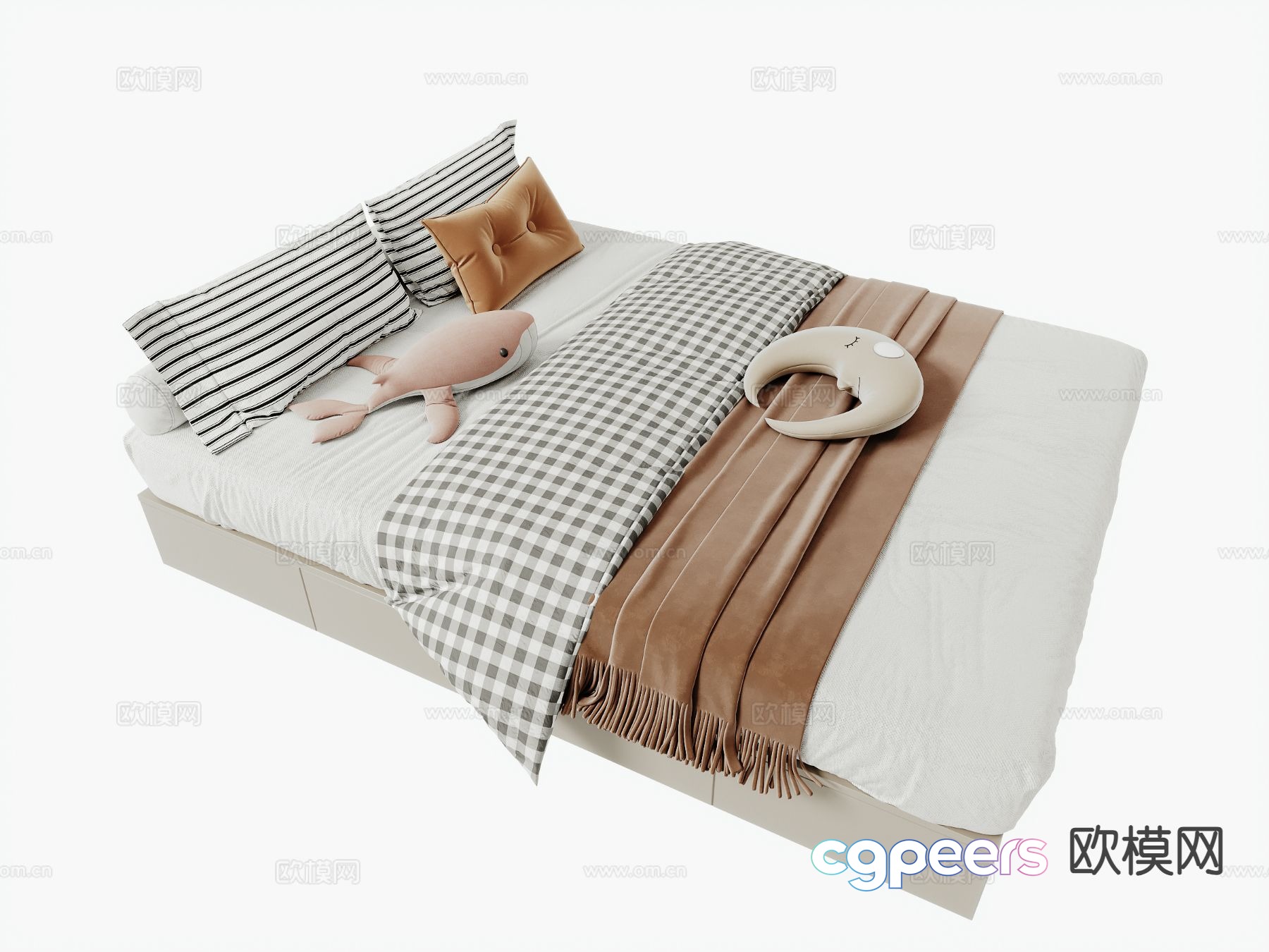 Modern double bed 3d model Modern double bed 3d model