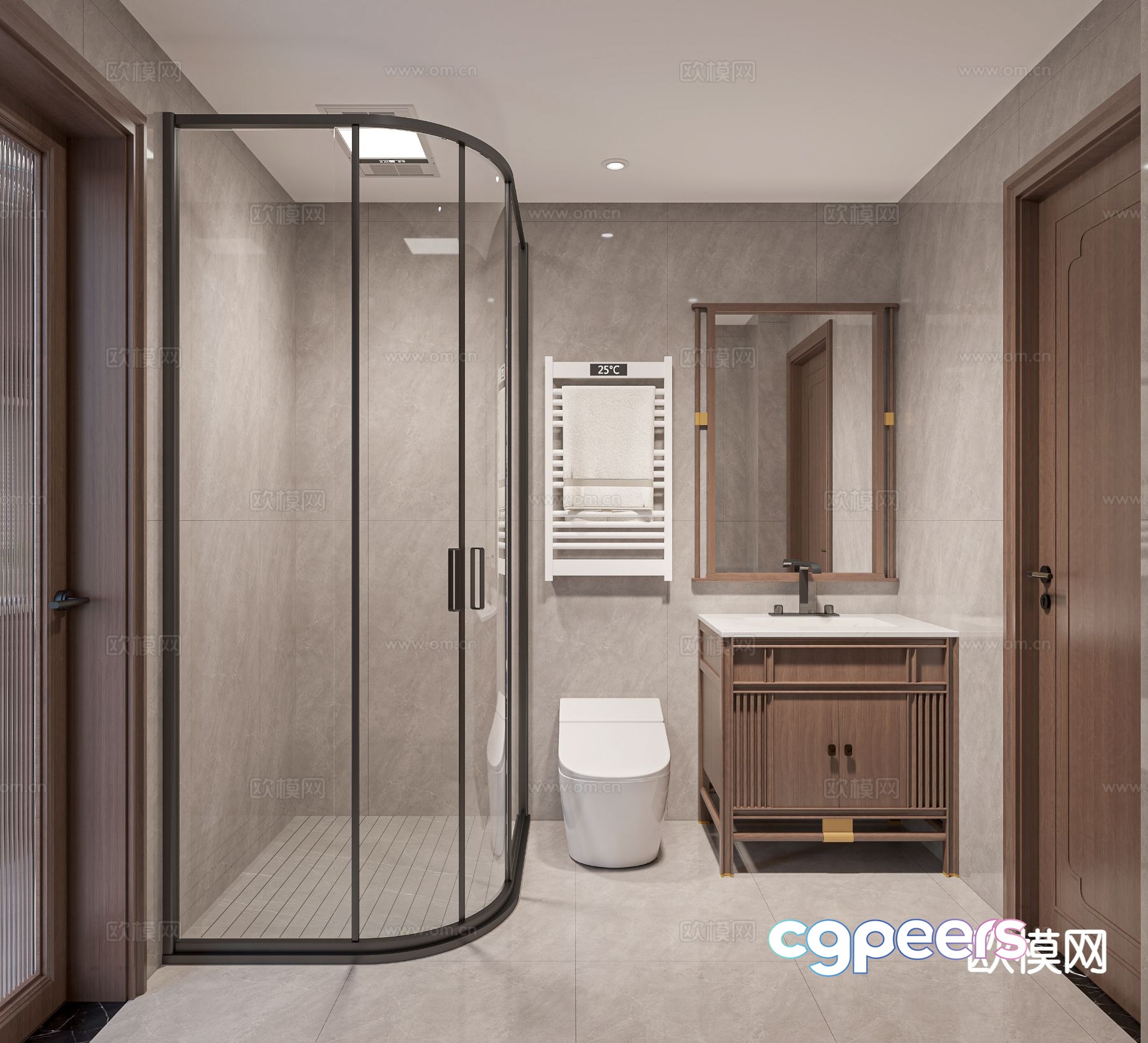 New Chinese style bathroom bathroom 3d model
